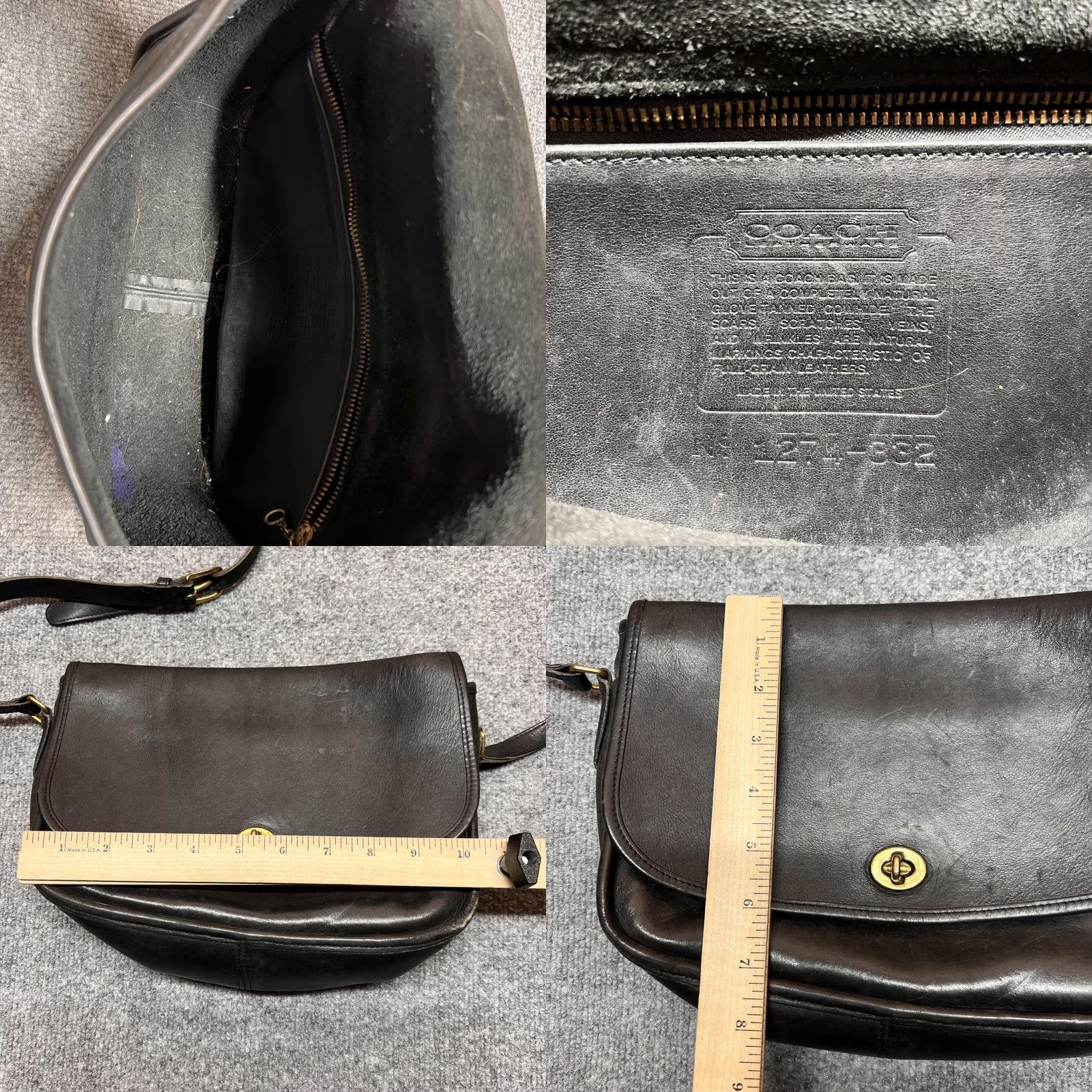 Coach VINTAGE Coach Bag Small Black Leather Crossbody Turnlock Made USA Womens Size ONE SIZE - 7 Thumbnail