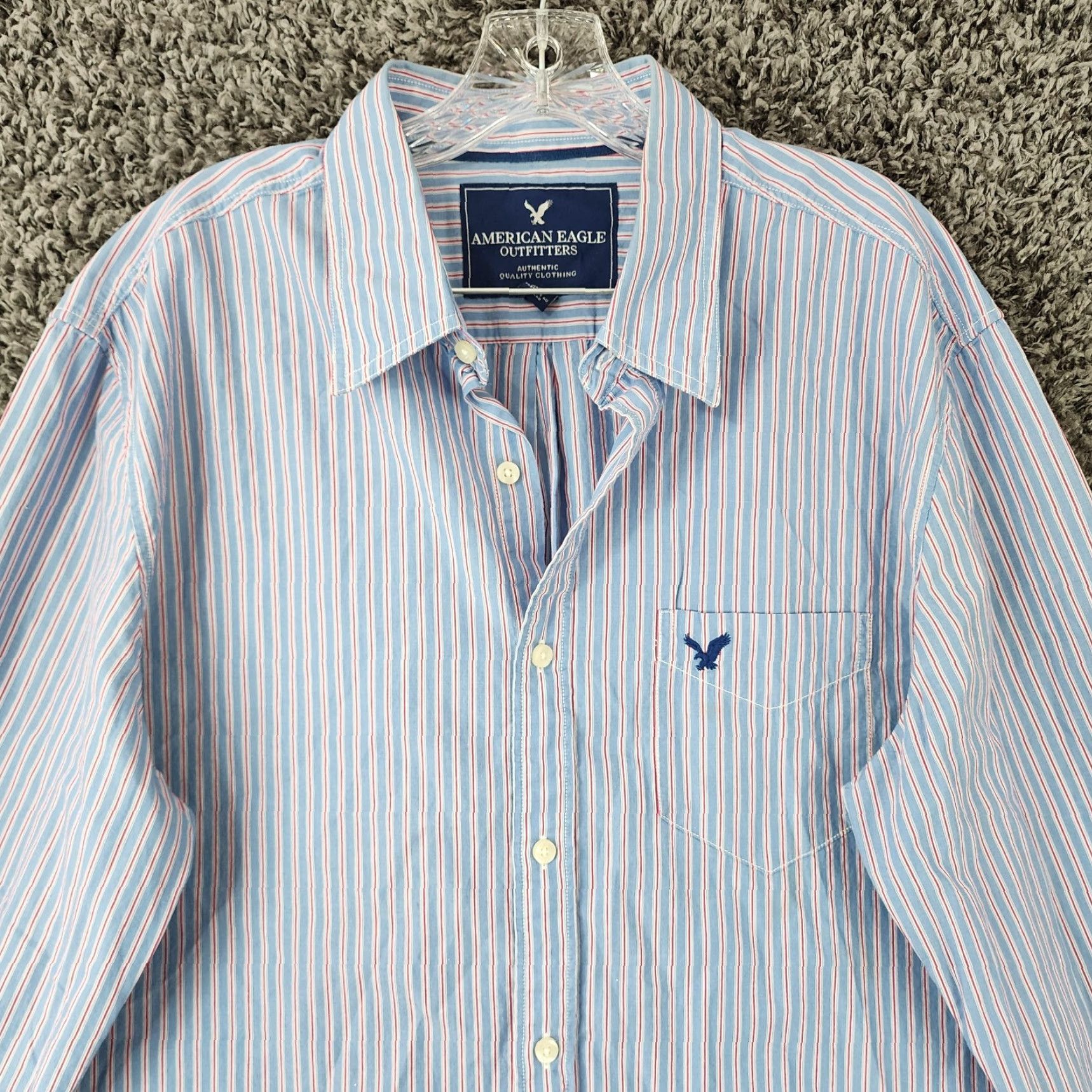 American Eagle Outfitters American Eagle Shirt Mens XL Blue Striped Long Sleeve Button-Up Mens Size US XL / EU 56 / 4 - 3 Thumbnail