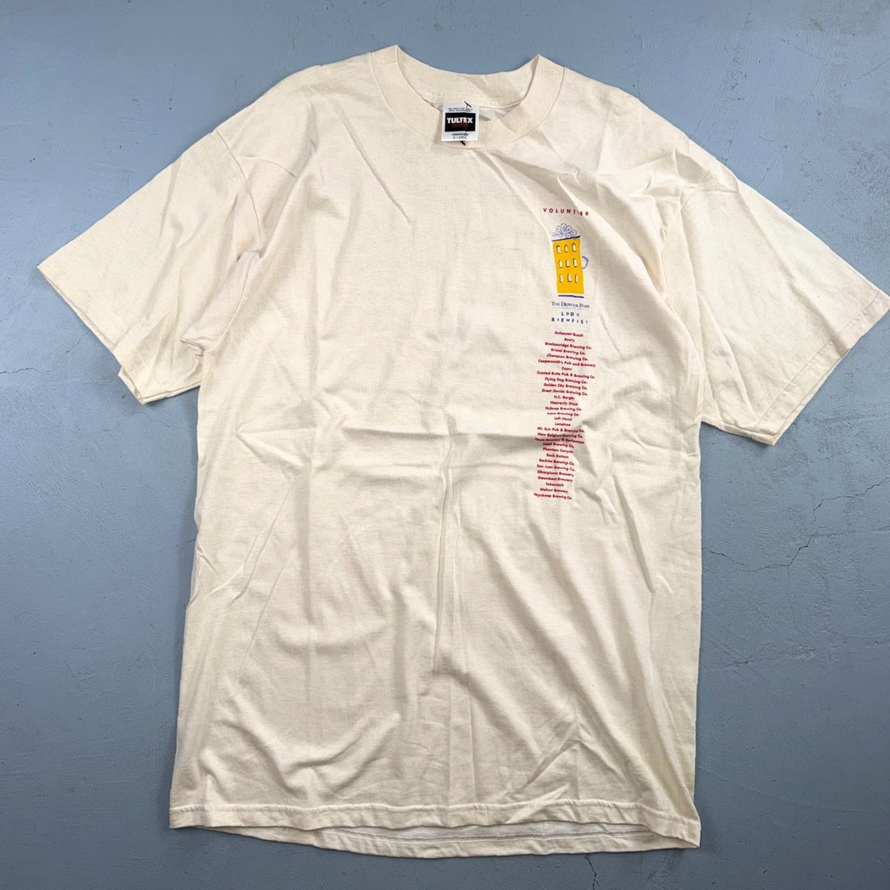 Tultex VINTAGE Beer Boom Funny Graphic T Shirt 90s Y2K Tultex XL Beige Men Crew Neck Short Sleeve Cotton Graphic Print T-Shirt Size US XL / EU 56 / 4 - 4 Thumbnail