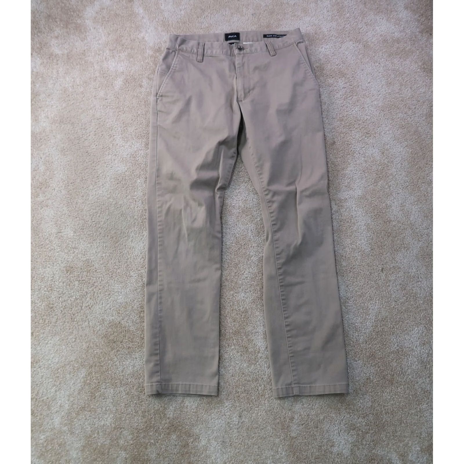 RVCA VINTAGE RVCA Chino Pants Straight Fit Beige 30x30 5-Pocket Flat Front Men’s 30 Regular Denim/Cotton Holiday Seasonal? Size US 30 / EU 46 - 2 Thumbnail