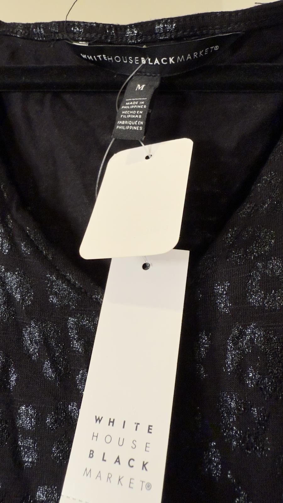 Designer Elegant Black Short Sleeve Dress by White House Black Market Size M / US 6-8 / IT 42-44 - 3 Thumbnail