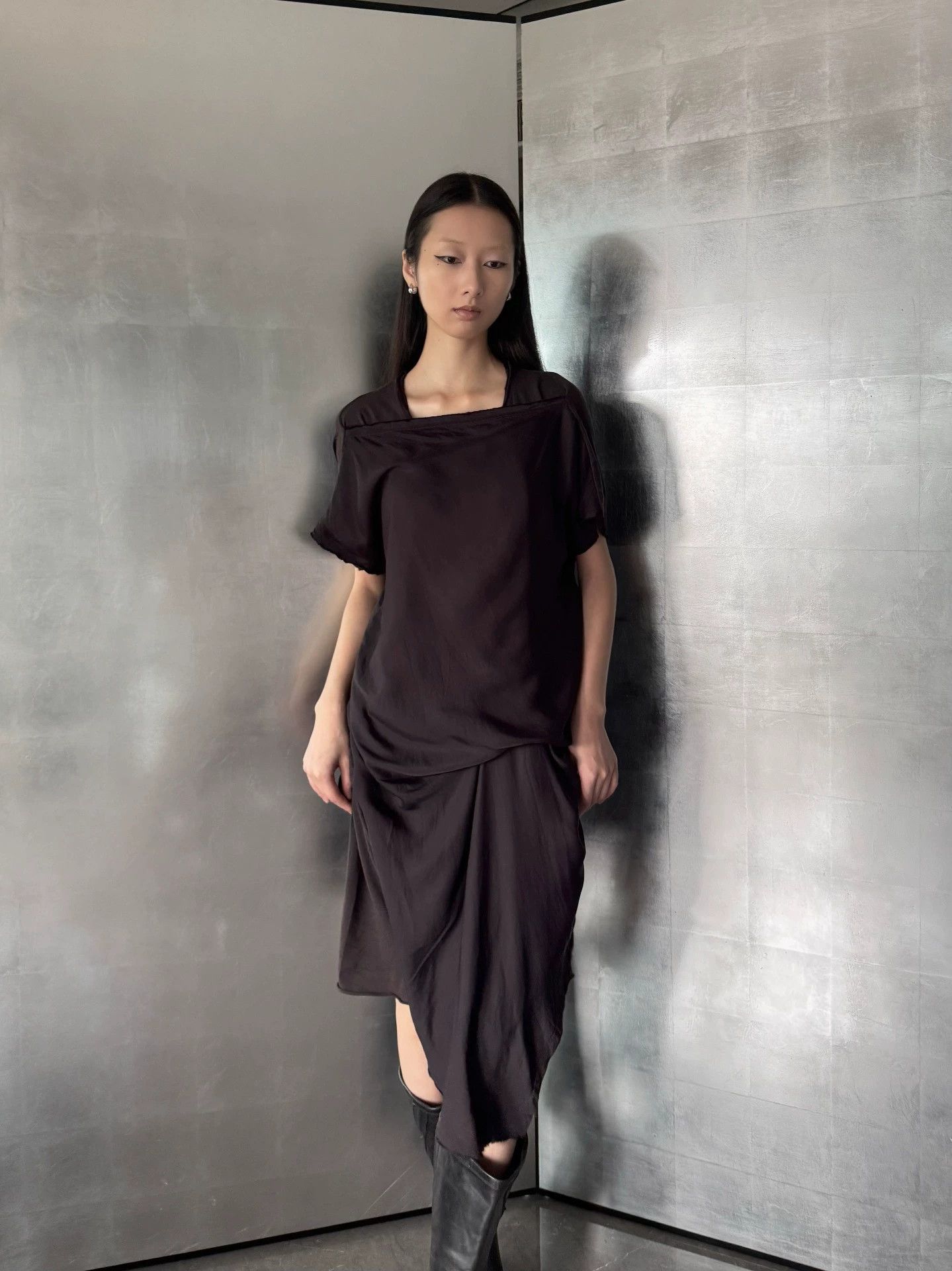 Vintage Italian Drop-Shoulder Irregular Double-Layer Dress Size S Size S / US 4 / IT 40 - 1 Thumbnail