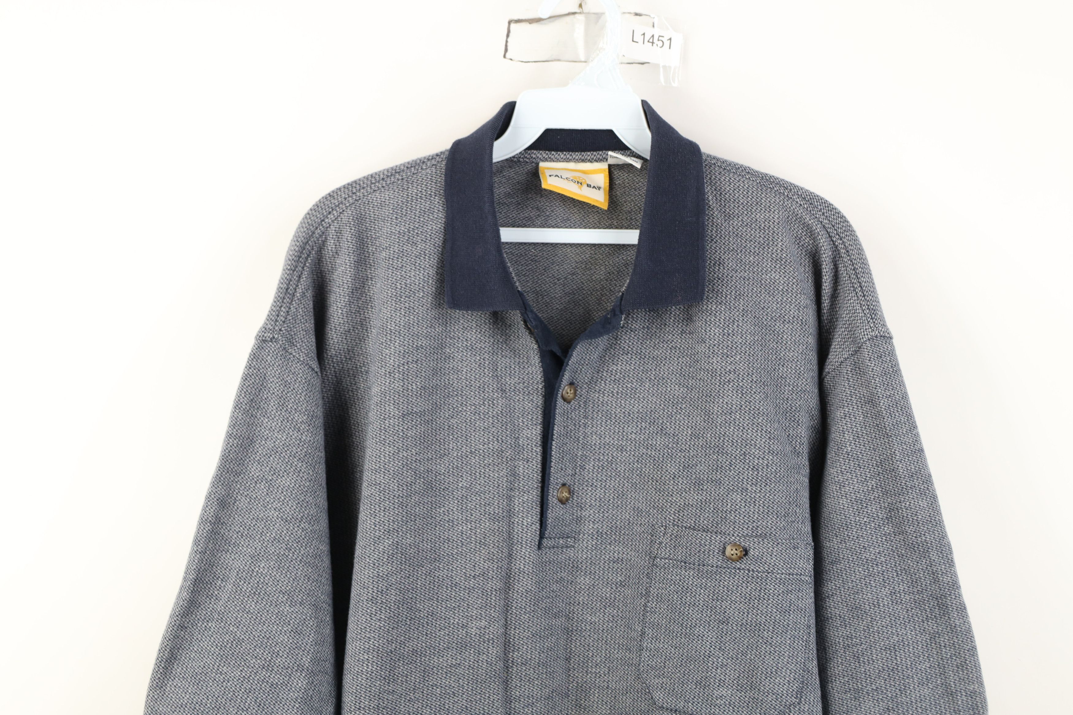 Vintage Vintage 90s Streetwear Heavyweight Knit Golf Polo Shirt Blue Size US XXL / EU 58 / 5 - 2 Thumbnail
