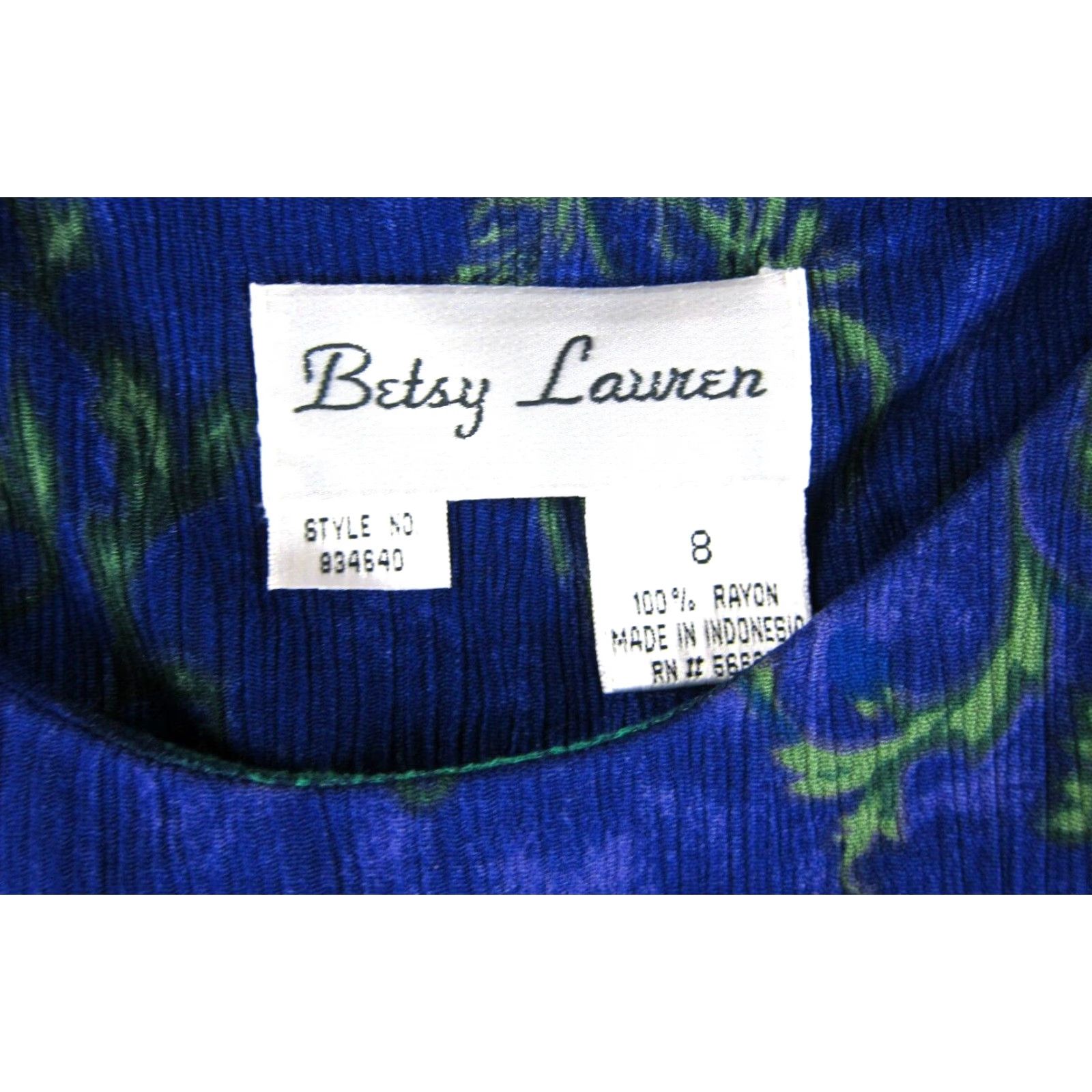 Vintage VTG Betsey Lauren 100% Rayon Blue Green Floral Maxi Long Tank Sun Dress 8 Size M / US 6-8 / IT 42-44 - 4 Thumbnail