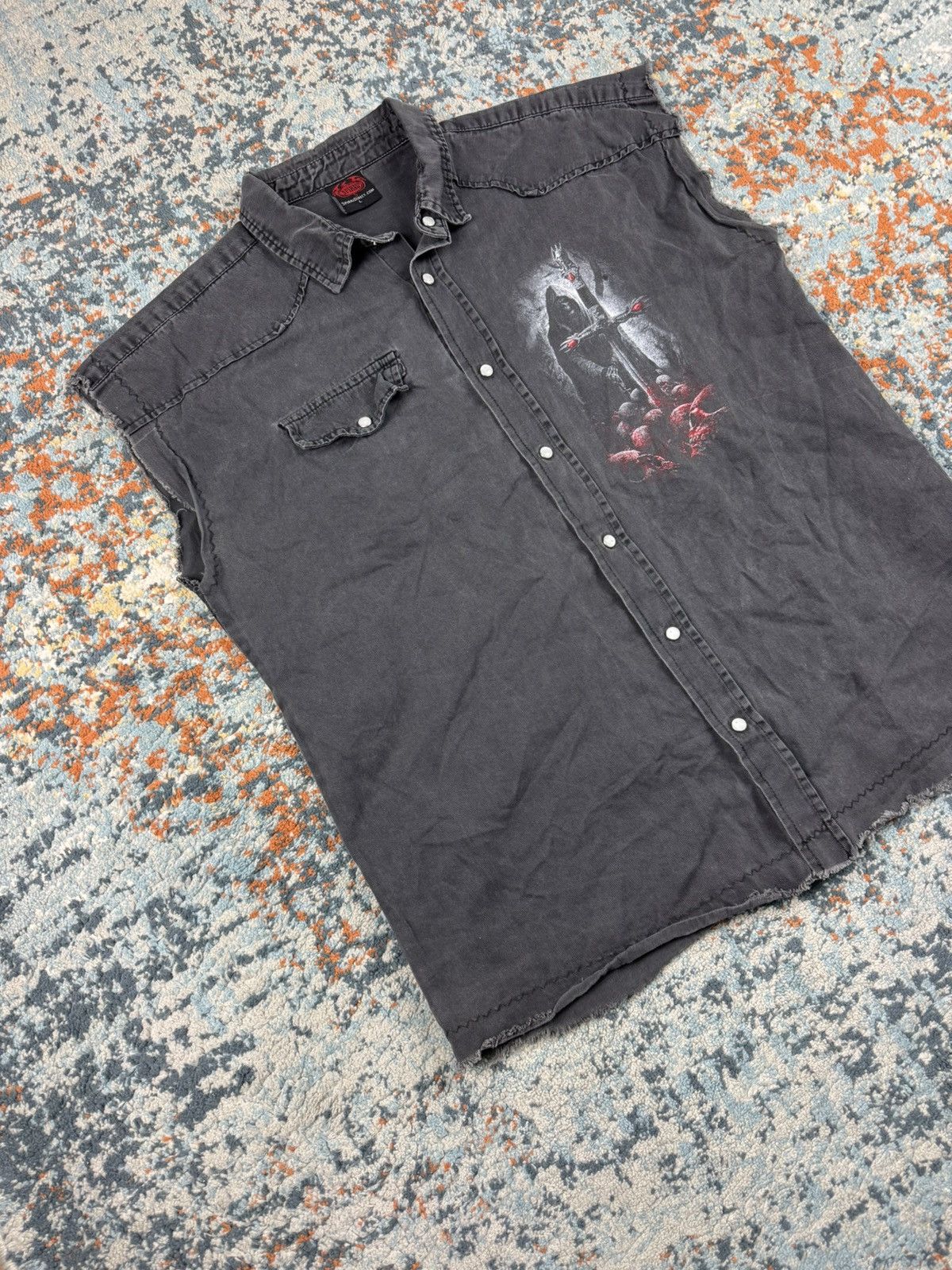 Band Tees × Vintage Vintage Y2K Spiral sleeveless shirt skull opium faded washed Size US L / EU 52-54 / 3 - 3 Thumbnail