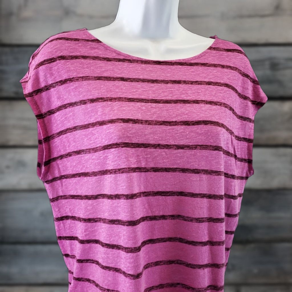Tommy Bahama Tommy Bahama Womens Linen Top Sz Small Pink Stripe Front Tie Size S / US 4 / IT 40 - 1 Thumbnail