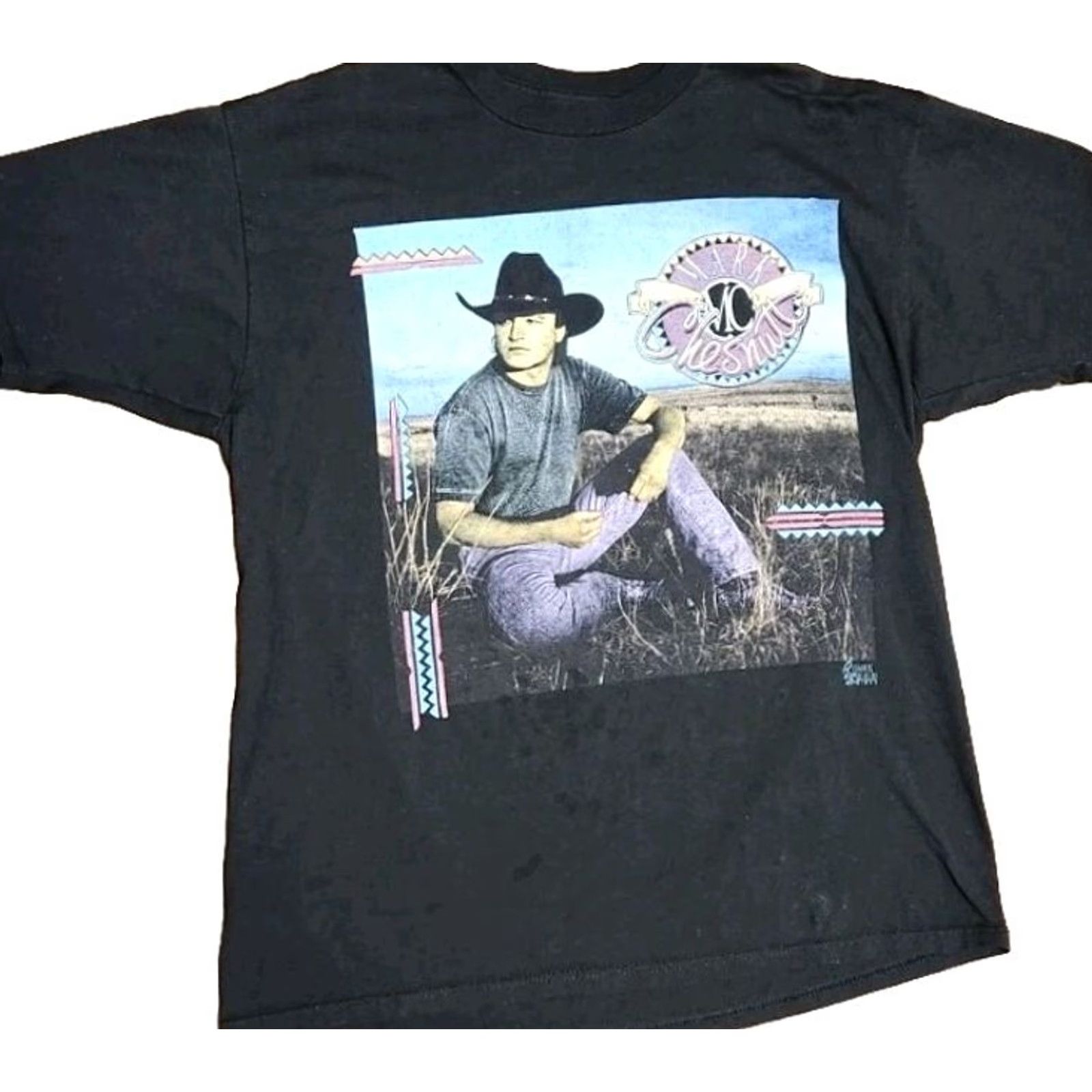 Jerzees VINTAGE 1993 MARK CHESTNUTT T SHIRT Men's XL Jerzees Graphic Tee Black Country 1990s Men's XL Size US XL / EU 56 / 4 - 2 Thumbnail