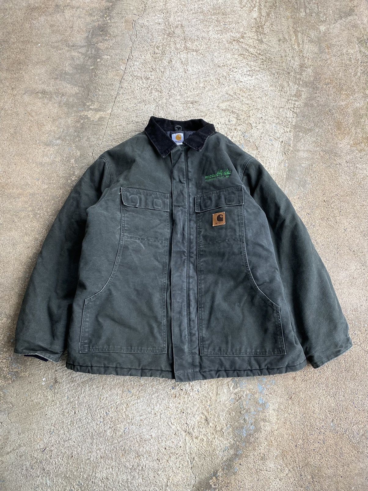 image of Y2K Carhartt Detroit Style Green Faded Work Jacket, Men's (Size XL)