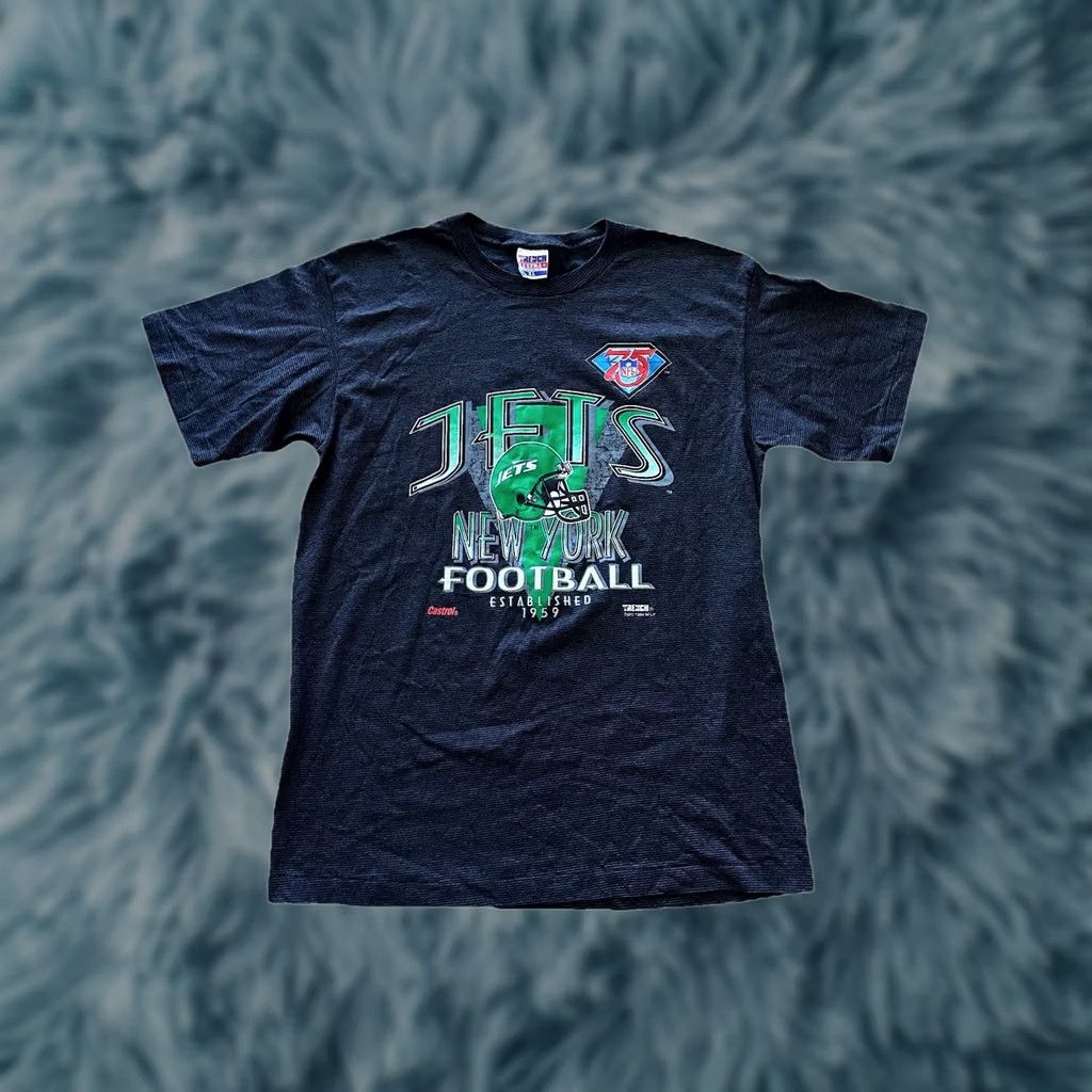 NFL VINTAGE 90s New York Jets Tee T Shirt Trench Single Stitch XL Men's Black NFL Size US XL / EU 56 / 4 - 1 Thumbnail