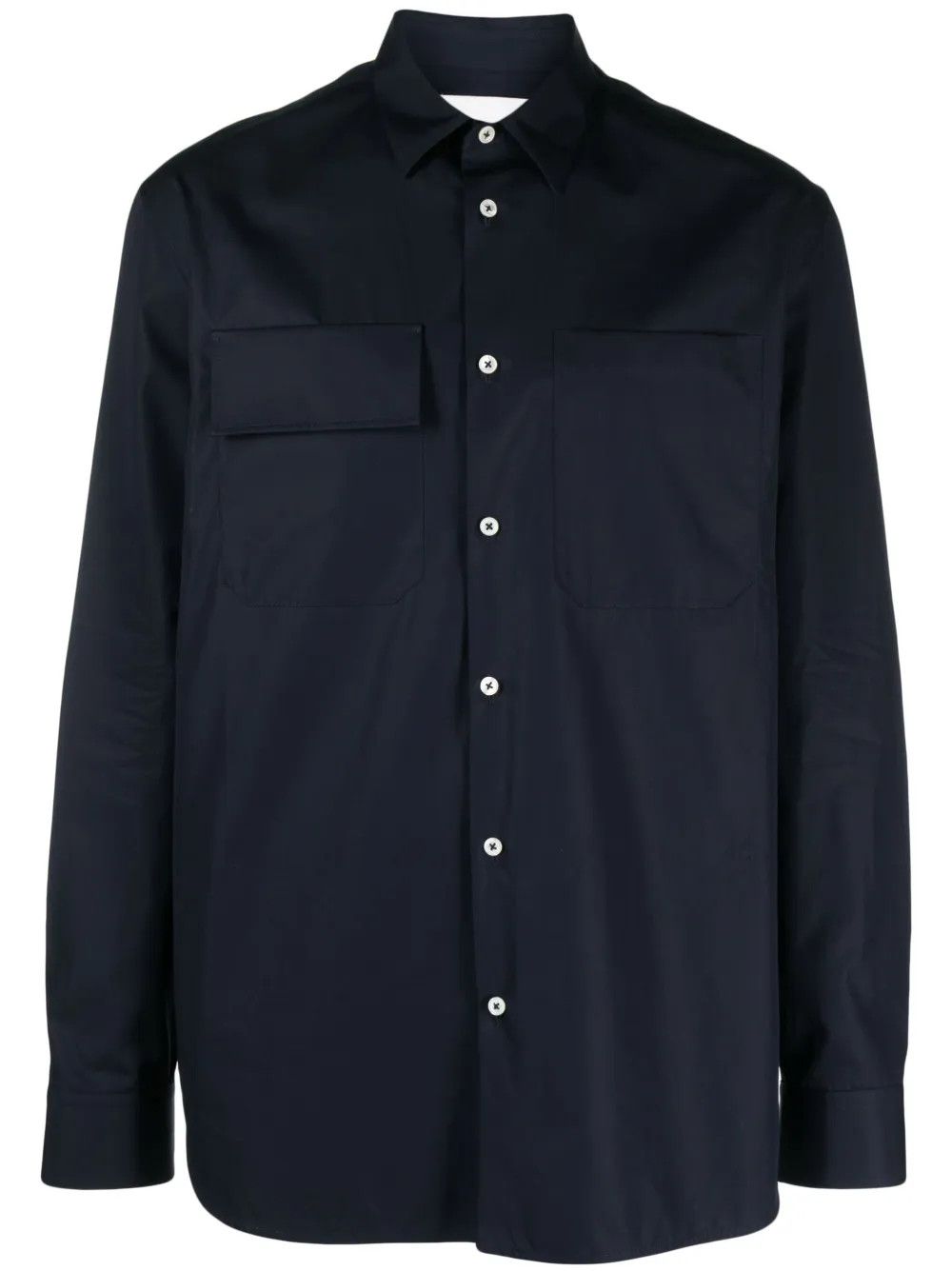 Jil Sander o1loc1c0426 Pointed Collar Organic Cotton Shirt in Black Size US S / EU 44-46 / 1 - 1 Thumbnail