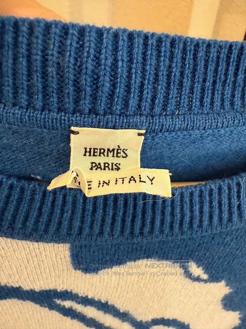 Hermes Hermes Blue Chain Pattern Cashmere Sweater Size XS / US 0-2 / IT 36-38 - 4 Thumbnail