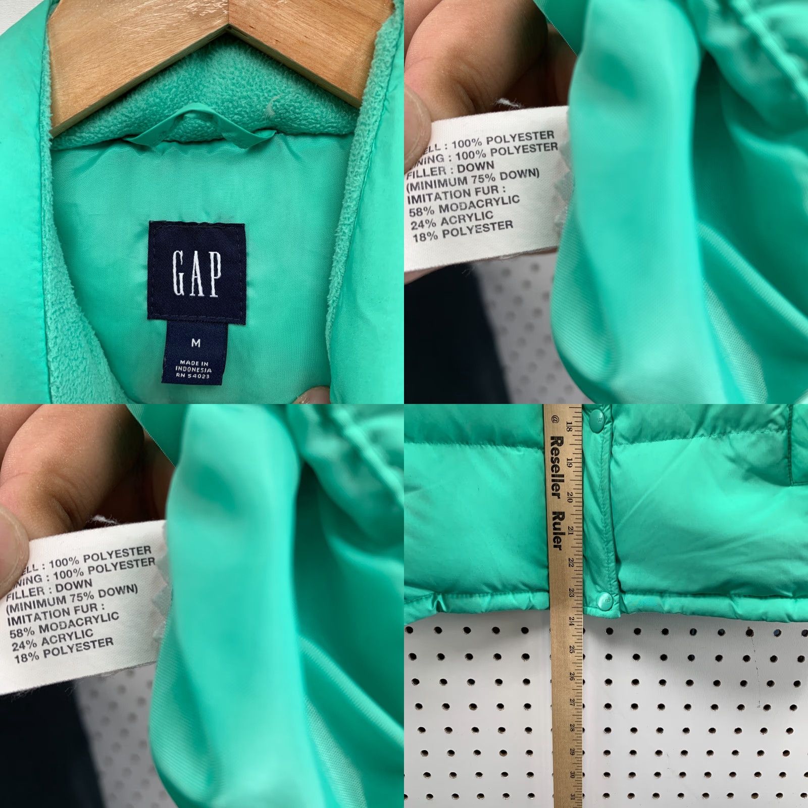 Gap VINTAGE Gap Puffer DOWN Vest Sleeveless Teal Green Womens Medium Full Zip 20X24 Size M / US 6-8 / IT 42-44 - 8 Thumbnail