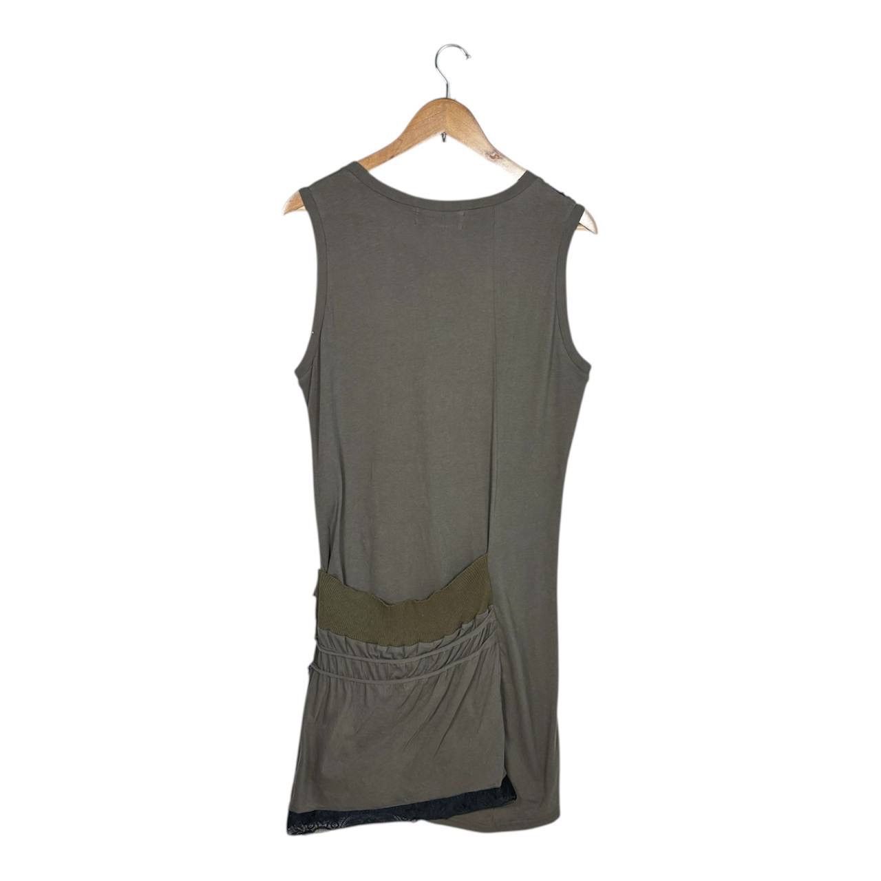 gomme Gomme Japan Asymmetrical Layered Dress Khaki Olive Green Size M / US 6-8 / IT 42-44 - 2 Thumbnail