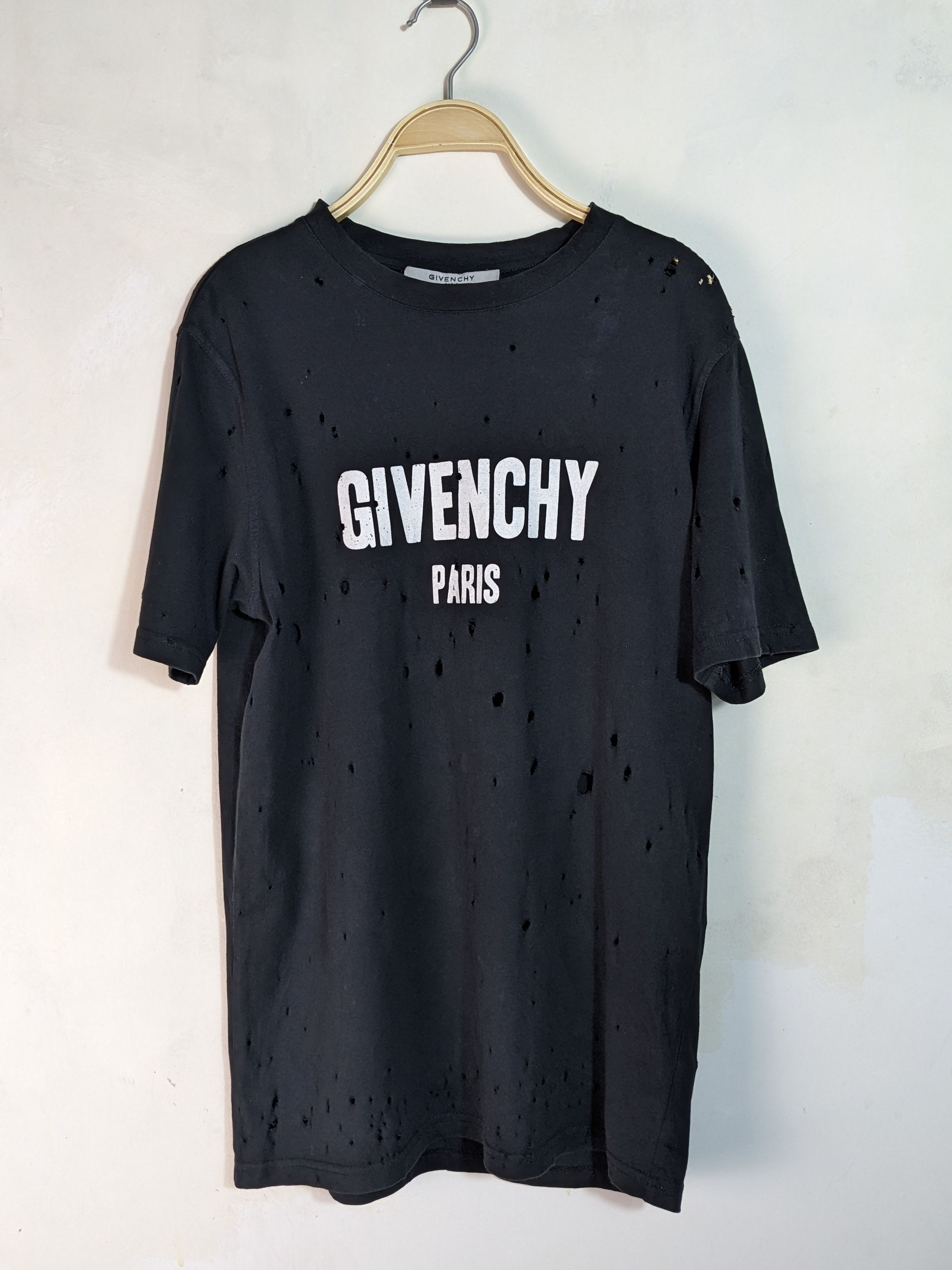 Givenchy Black Oversized Distressed T Shirt Oversized Xs