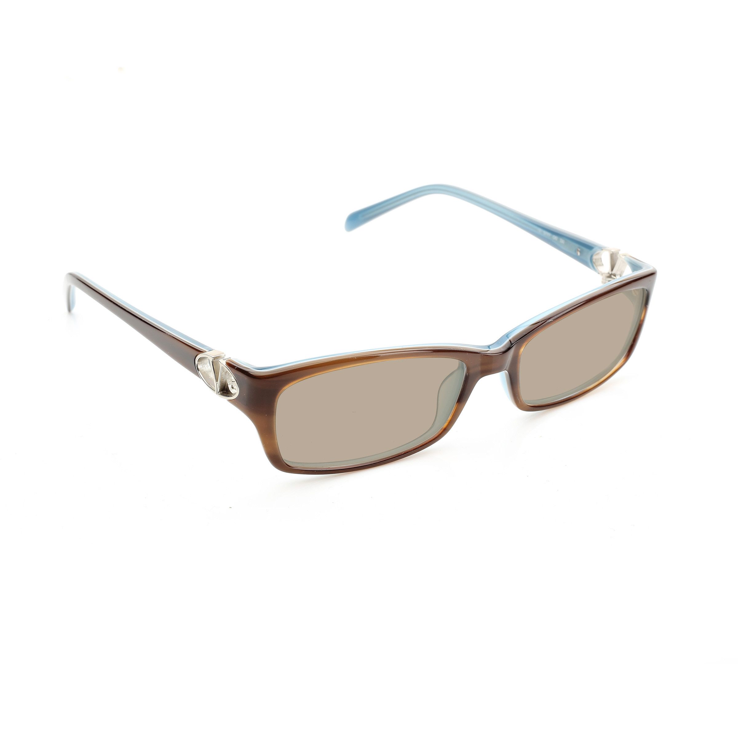 Valentino Valentino '00s Signature Brown & Blue Plastic Sunglasses Size ONE SIZE - 1 Thumbnail