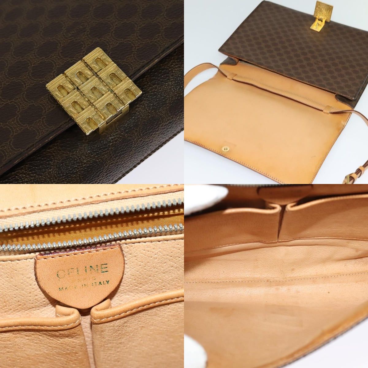 Celine CELINE Macadam Canvas Shoulder Bag Pvc Brown Gold Size ONE SIZE - 11 Thumbnail
