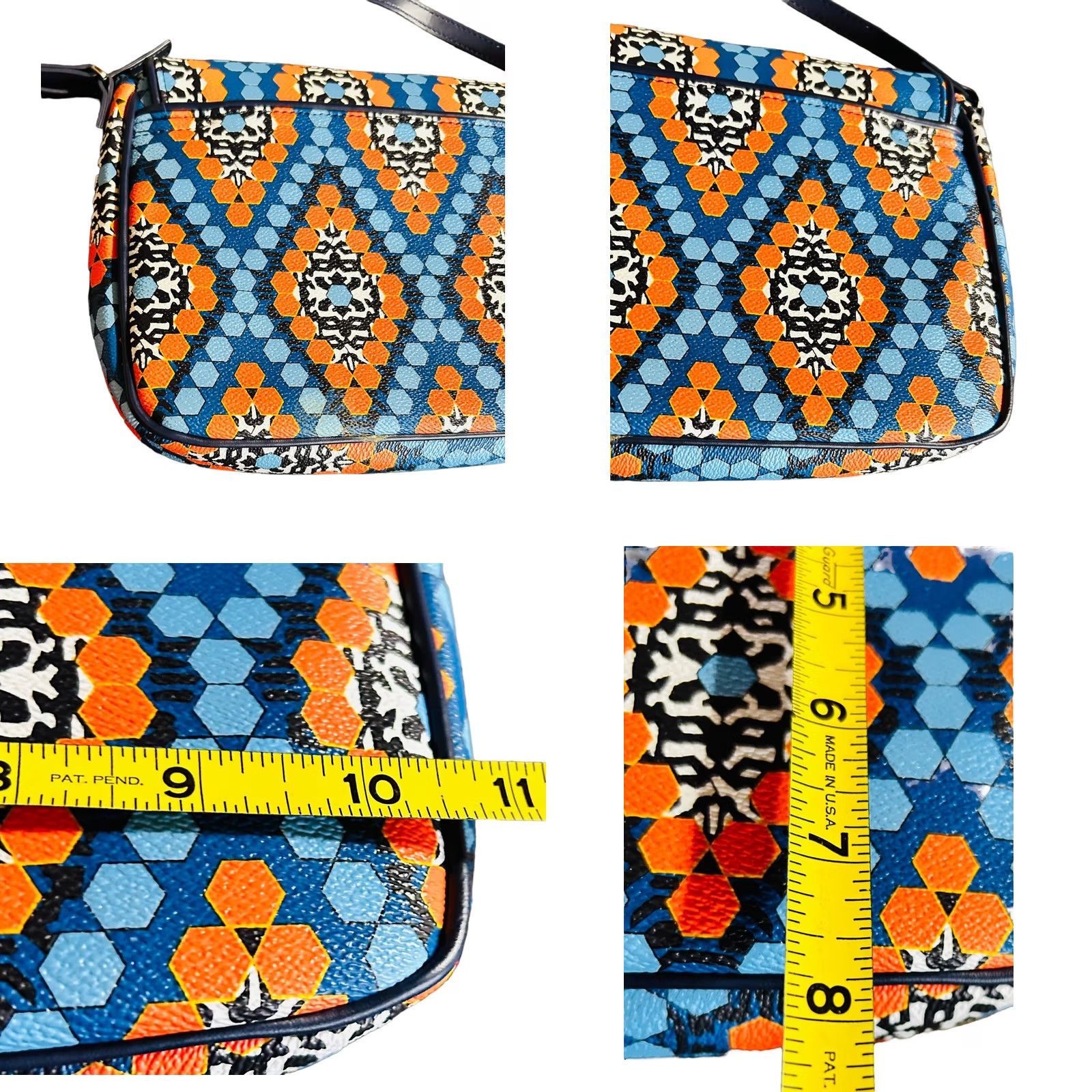 Vintage Vera Bradley Crossbody Wallet Wristlet Purse Beads Marakeesh Blue Orange Paisley Womens Handbag Medium 15in Strap Size ONE SIZE - 9 Thumbnail