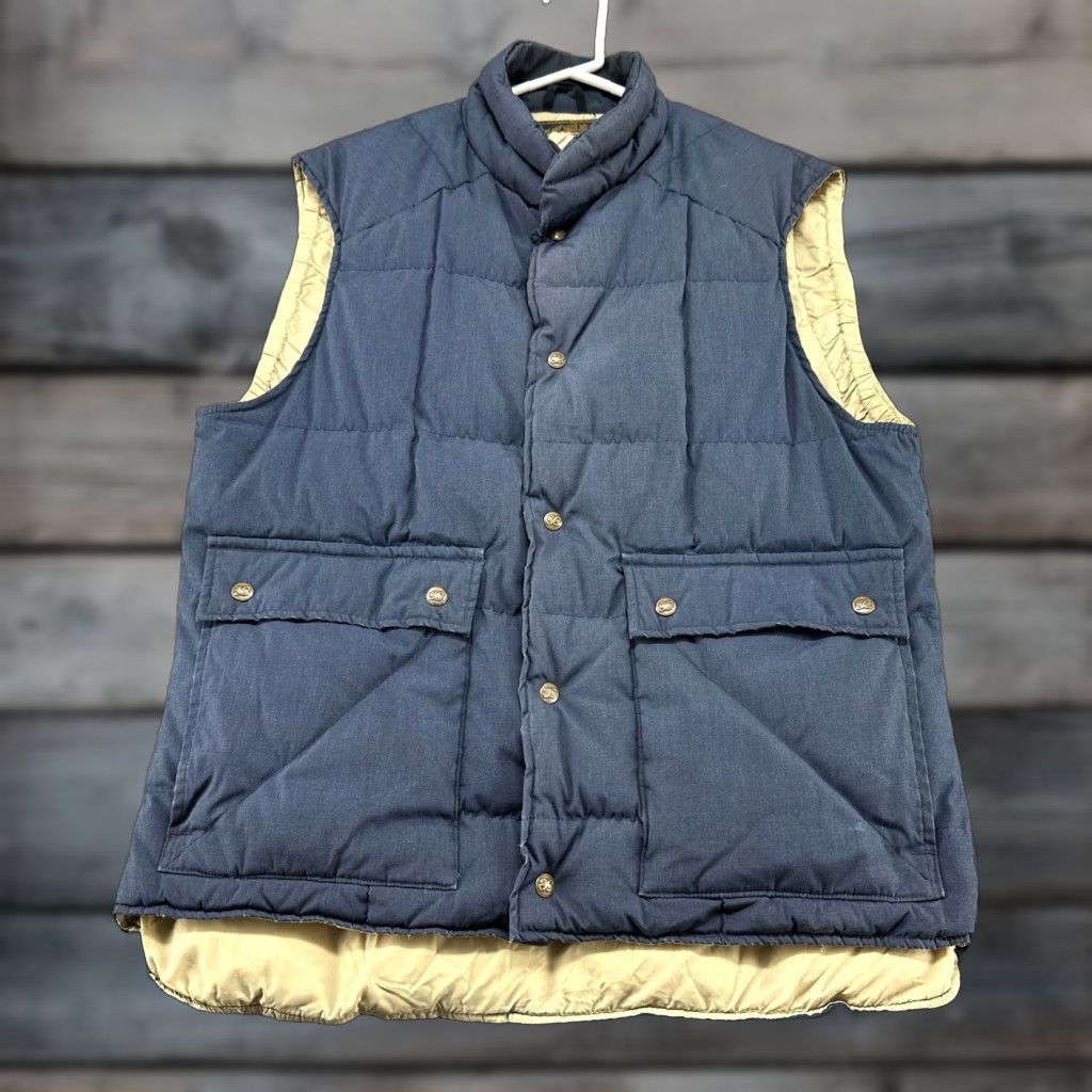 Eddie Bauer VINTAGE Eddie Bauer Vest Mens L Blue Navy Down Goose 90s Puffer Zip Snap Lined Cotton Canvas Size US XL / EU 56 / 4 - 1 Thumbnail