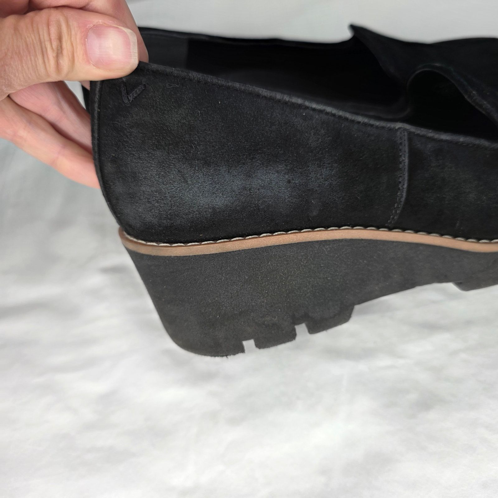 Vionic Vionic Black Suede Willa Chunky Wedge Round Toe Loafer Shoes Size US 7.5 / IT 37.5 - 5 Thumbnail