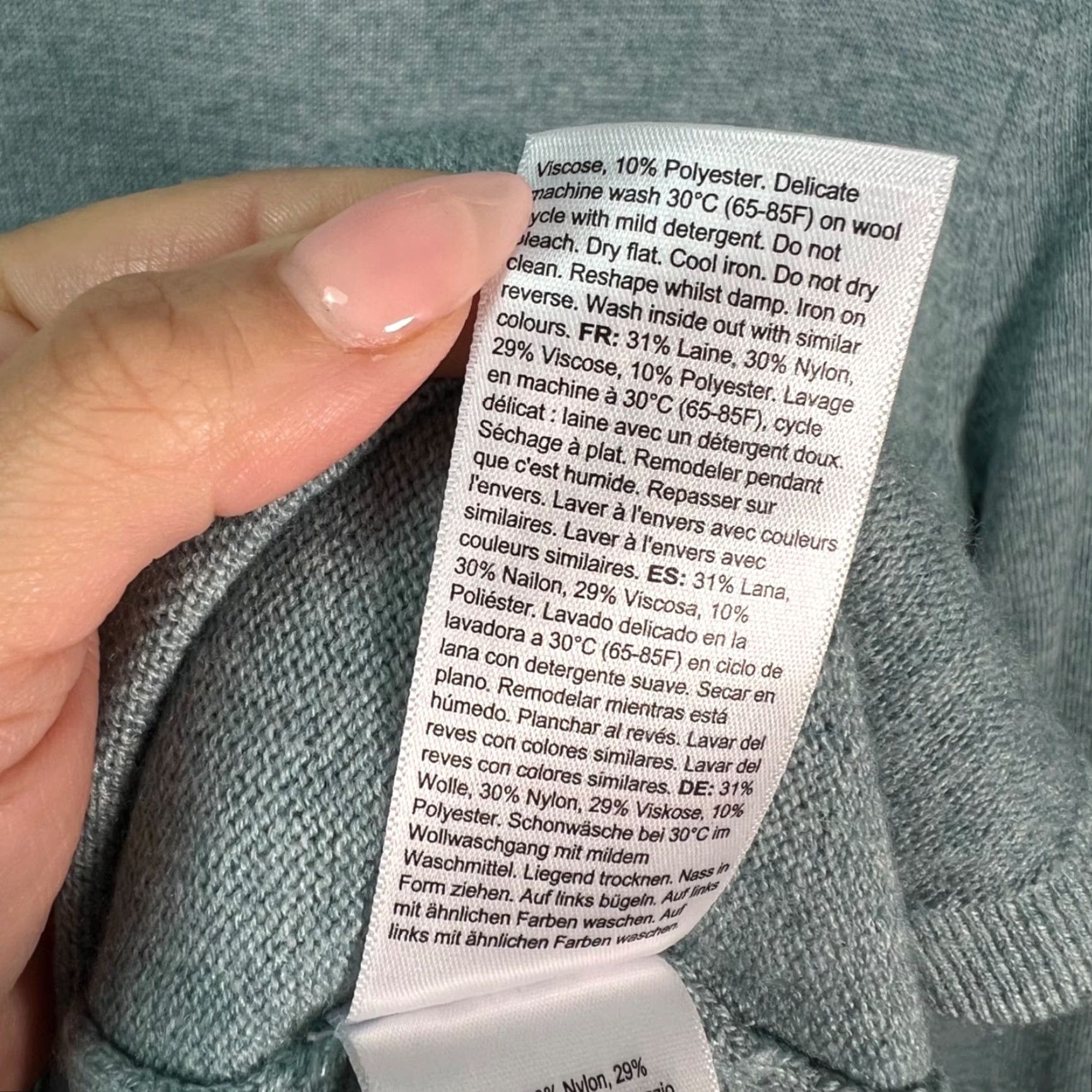 Vintage Seraphine Womens XS Maternity Sweater Dress Light Green Knit Viscose Blend - Solid Knit Mock Neck Long Sleeve Knee Length Casual Dress Size XS / US 0-2 / IT 36-38 - 4 Thumbnail