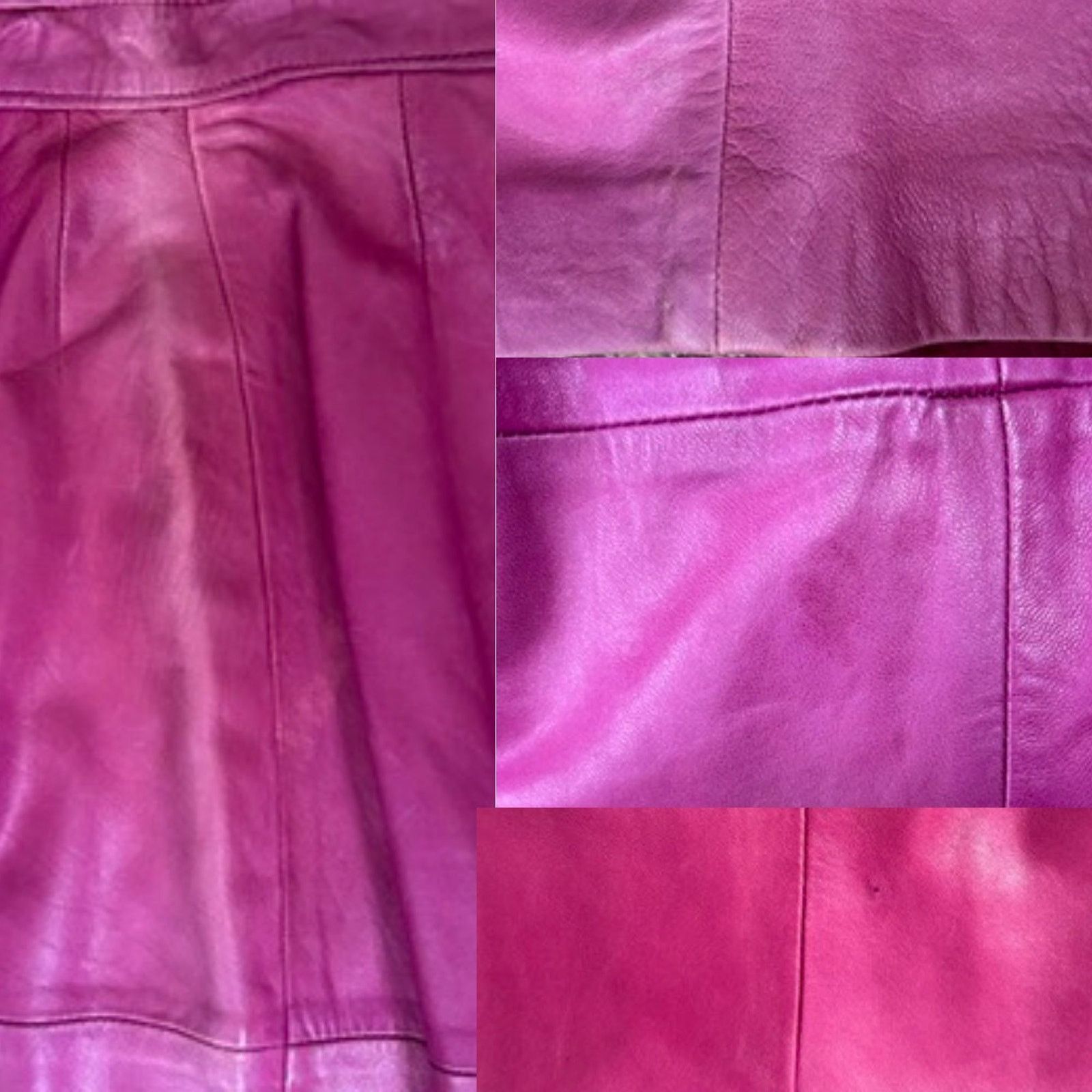 Vintage Vintage 80s NETO Fuchsia Leather Pencil Skirt Size 24" / US 00 / IT 34 - 4 Thumbnail