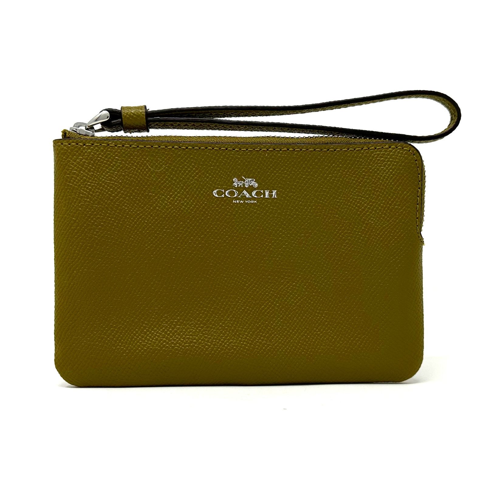 Coach Coach Corner Zip Wristlet in Citron Green Leather 58032