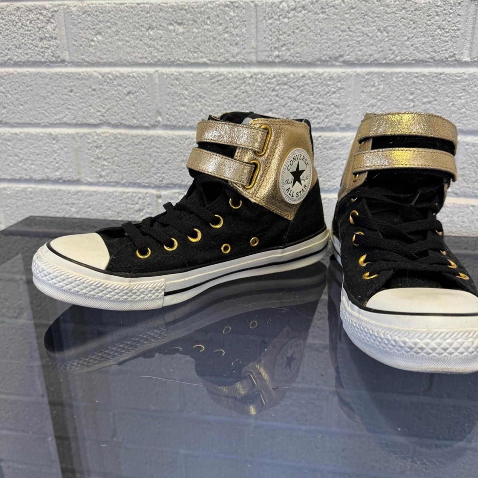 Converse Converse Black and Gold High-Top Sneakers Size US 8 / IT 38 - 5 Thumbnail