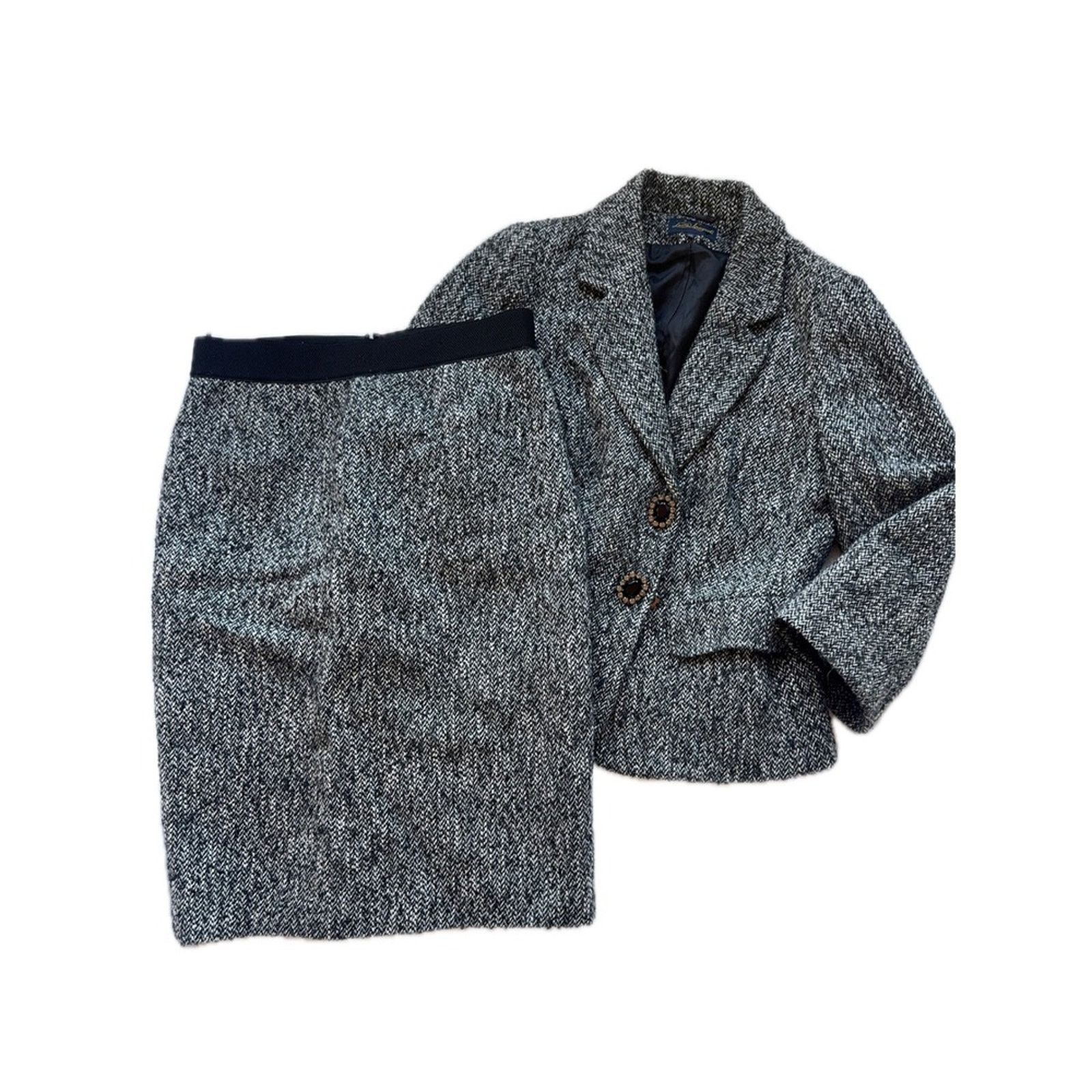 & Other Stories Luisa Spagnoli Blazer Skirt Suit Set Tweed Wool Blend Size L / US 10 / IT 46 - 1 Thumbnail