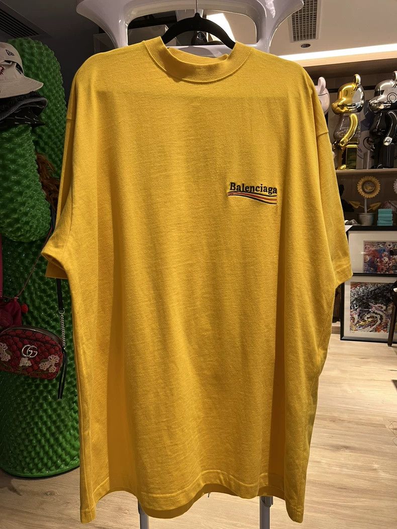 Balenciaga Balenciaga Mustard Yellow Embroidered Coke Short Sleeve Ne Size US S / EU 44-46 / 1 - 1 Thumbnail