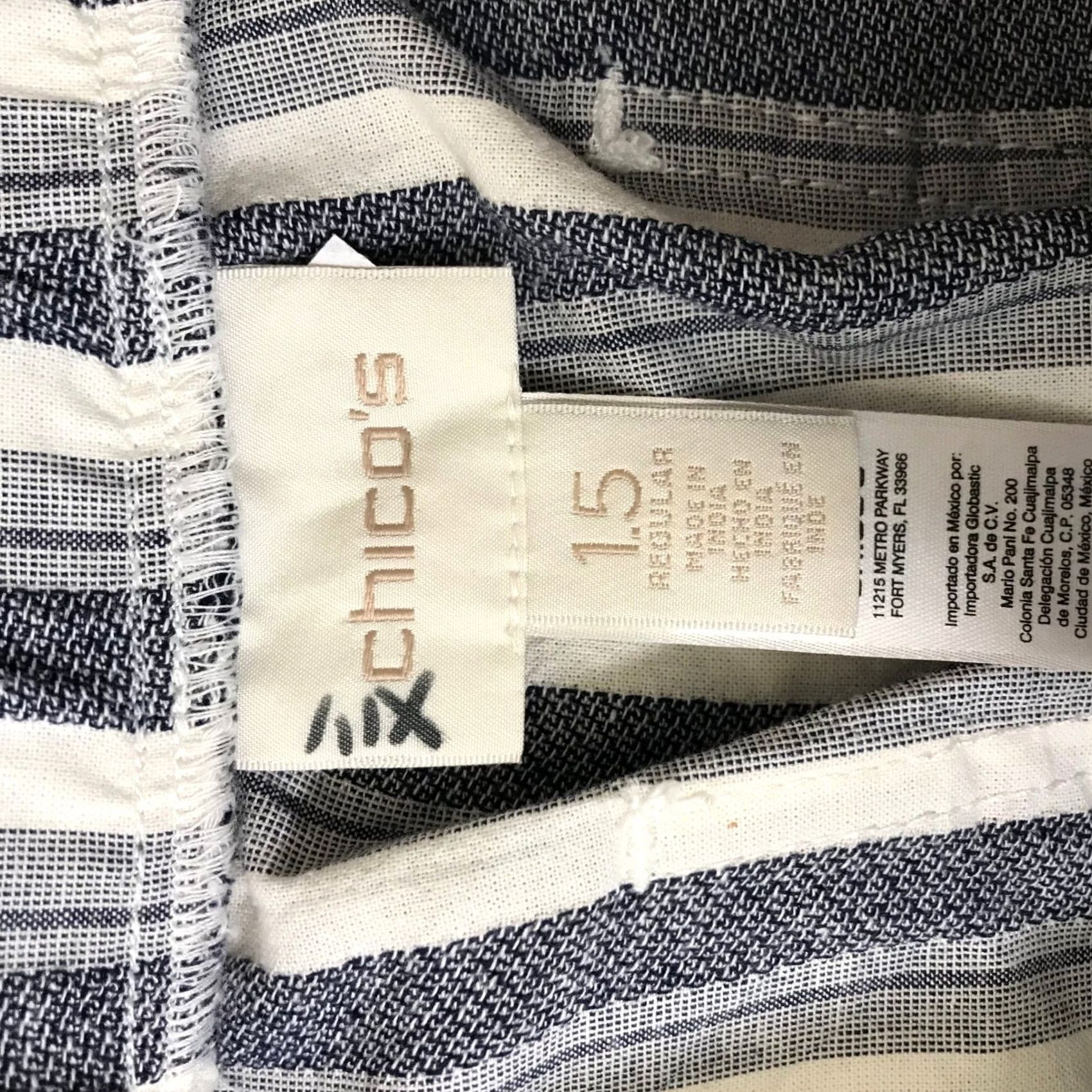 Vintage Chicos Cotton Pants Relaxed Fit Wide Leg Striped Blue White Size 1.5 Regular Womens Size 30" / US 8 / IT 44 - 7 Thumbnail