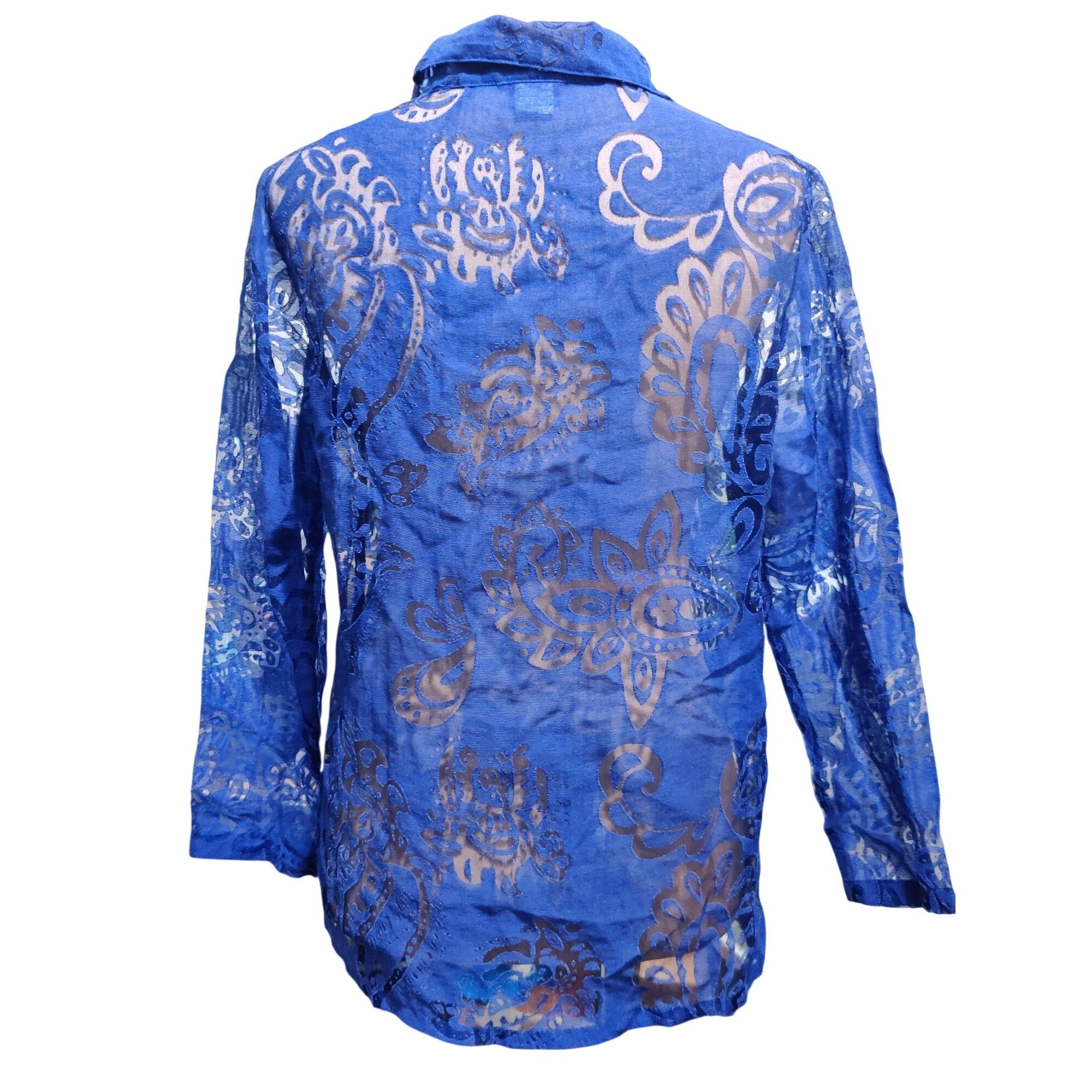 Other Salon Studio MP Petite Womens Blue Blouse Sheer Paisley Long Size M / US 6-8 / IT 42-44 - 4 Thumbnail
