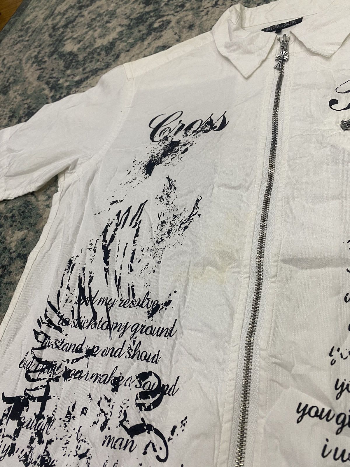 20471120 Bat-su Poem Japanese Skull Shirt Cross Zipper Shirt Size US M / EU 48-50 / 2 - 7 Thumbnail