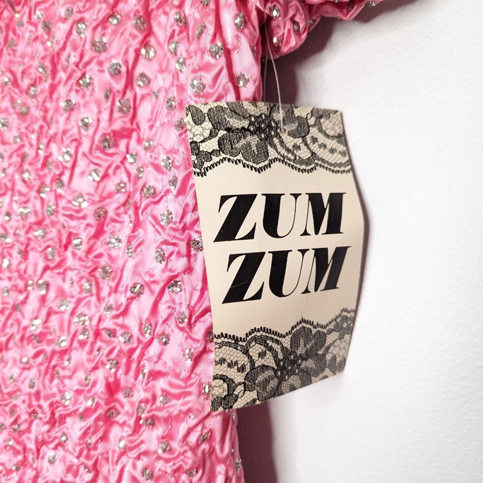 Vintage Vintage Zum Zum Pink Off The Shoulder Mini Glitter Polka Dot Size S / US 4 / IT 40 - 9 Thumbnail