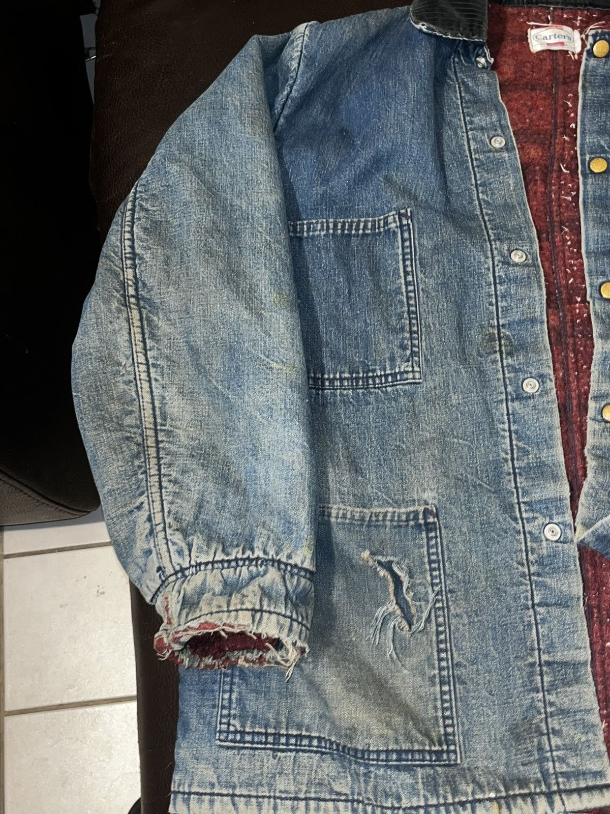 Other 60s Carters Selvedge Denim Distressed Chore Coat Size US XL / EU 56 / 4 - 2 Thumbnail