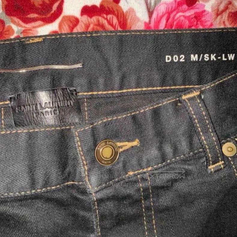 Saint Laurent Paris Saint Laurent Paris Gold thread wash big destroyed denim p Size US 31 - 4 Thumbnail