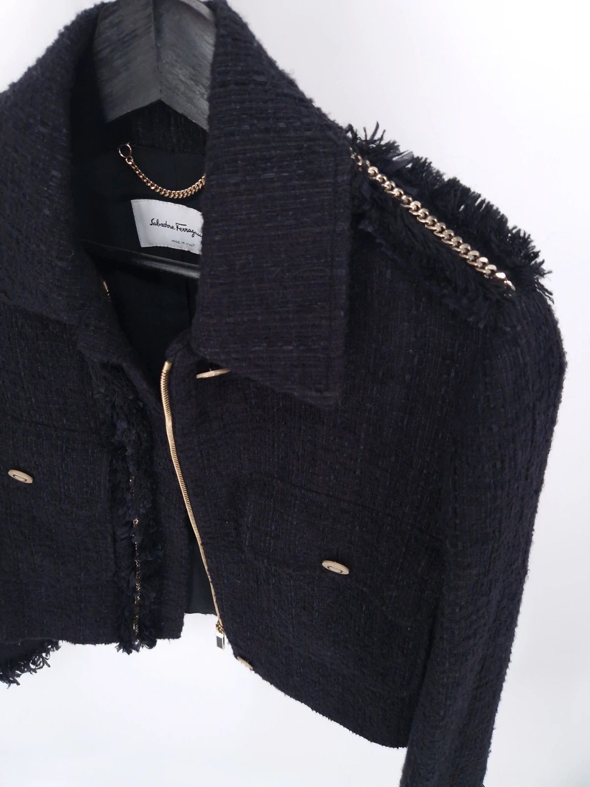Salvatore Ferragamo Salvatore Ferragamo Black Bouclé Tweed Jacket Size XS / US 0-2 / IT 36-38 - 5 Thumbnail