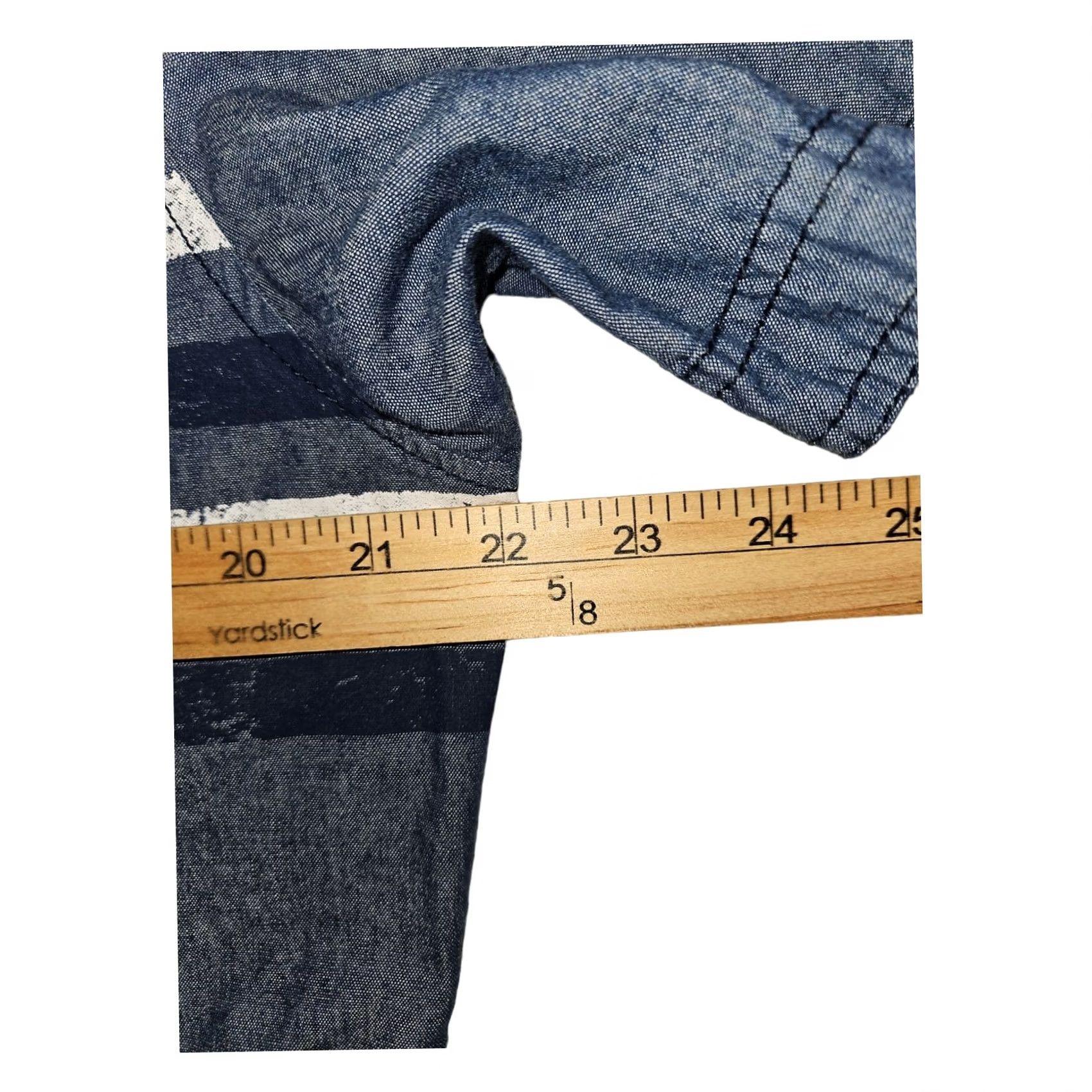 Vintage Buffalo i jeans by Buffalo Button-Up Shirt Short Sleeve Men's L Blue Striped Casual Regular Fit Size US L / EU 52-54 / 3 - 3 Thumbnail