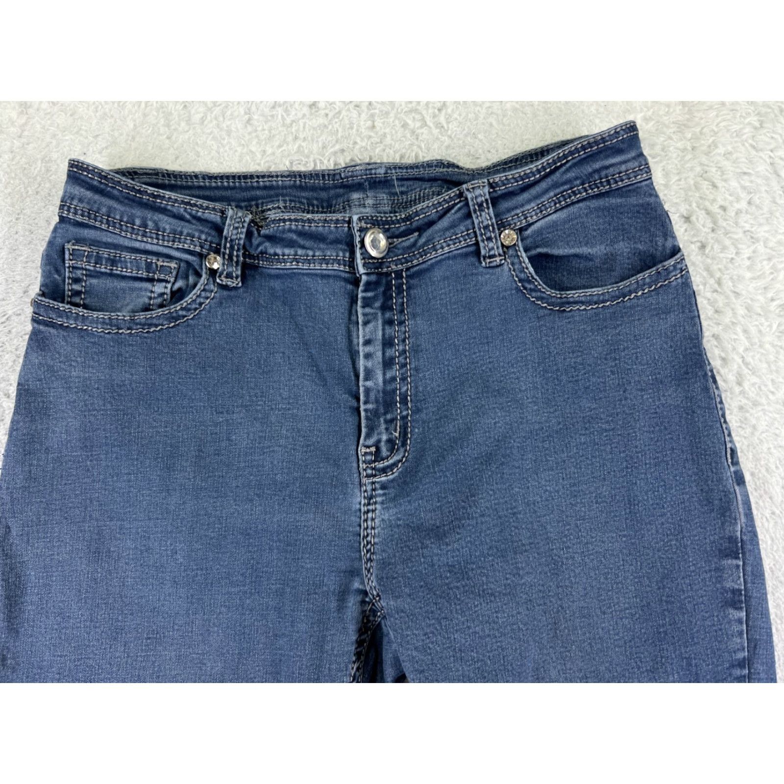 Dillard's Dillards Jeans Womens Denim Straight Leg Blue 25x30 5-Pocket Embroidered Zip Medium Wash Cotton Polyester Men? Size 42" / US 20 - 4 Thumbnail