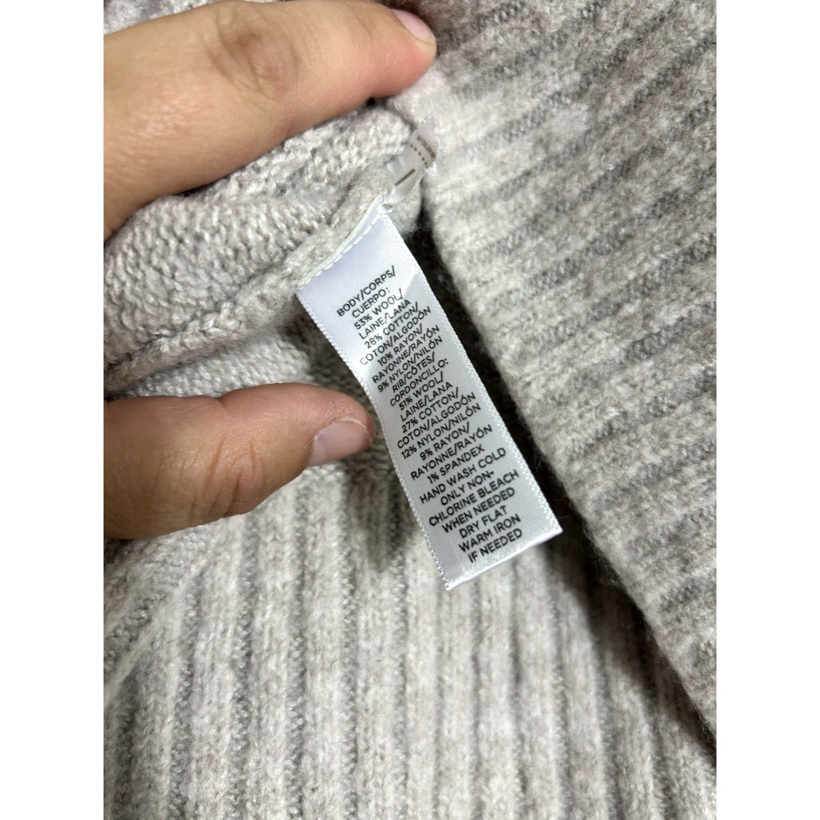 Lou & Grey Lou & Grey Womens Small Beige Pullover Funnel Neck Wool Blend Long Sleeve Sweater Wool Blend Pullover Fanspired? Size S / US 4 / IT 40 - 7 Thumbnail