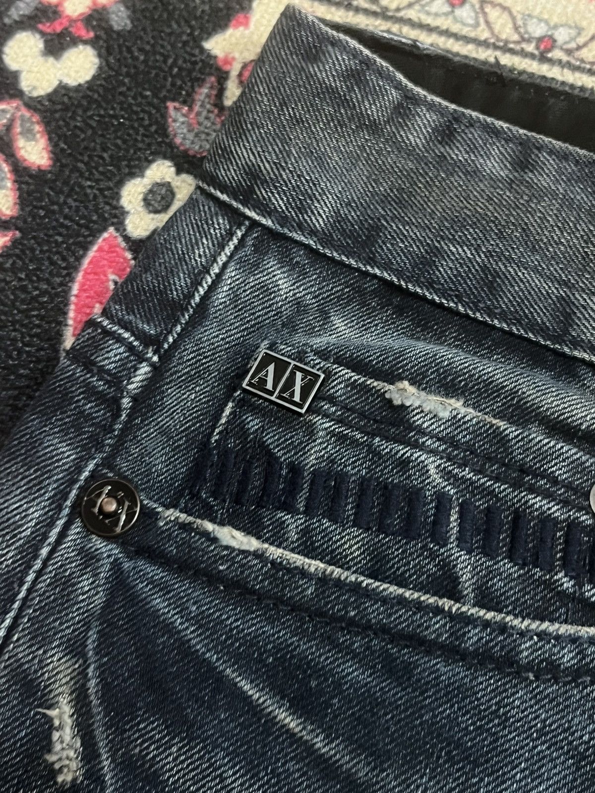 Armani Armani Exchange Dark Whisker Washed Straight Leg Jeans Size US 31 - 6 Thumbnail