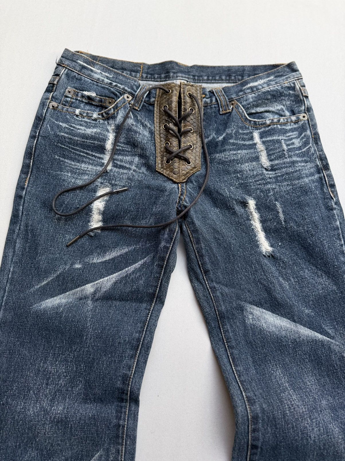 Japanese Brand Zerosail Lace up flare jeans Size US 29 - 2 Thumbnail