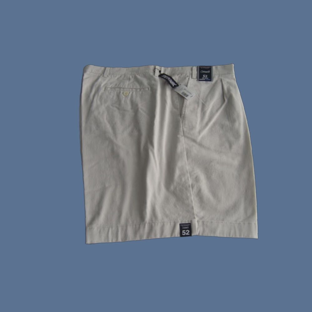 Roundtree & Yorke Roundtree & Yorke Casuals Big & Tall Shorts - 52 Beige Stretch Cotton Blend 9" Inseam Zip Front Pockets Chino Style Mens Size US 36 / EU 52 - 1 Thumbnail