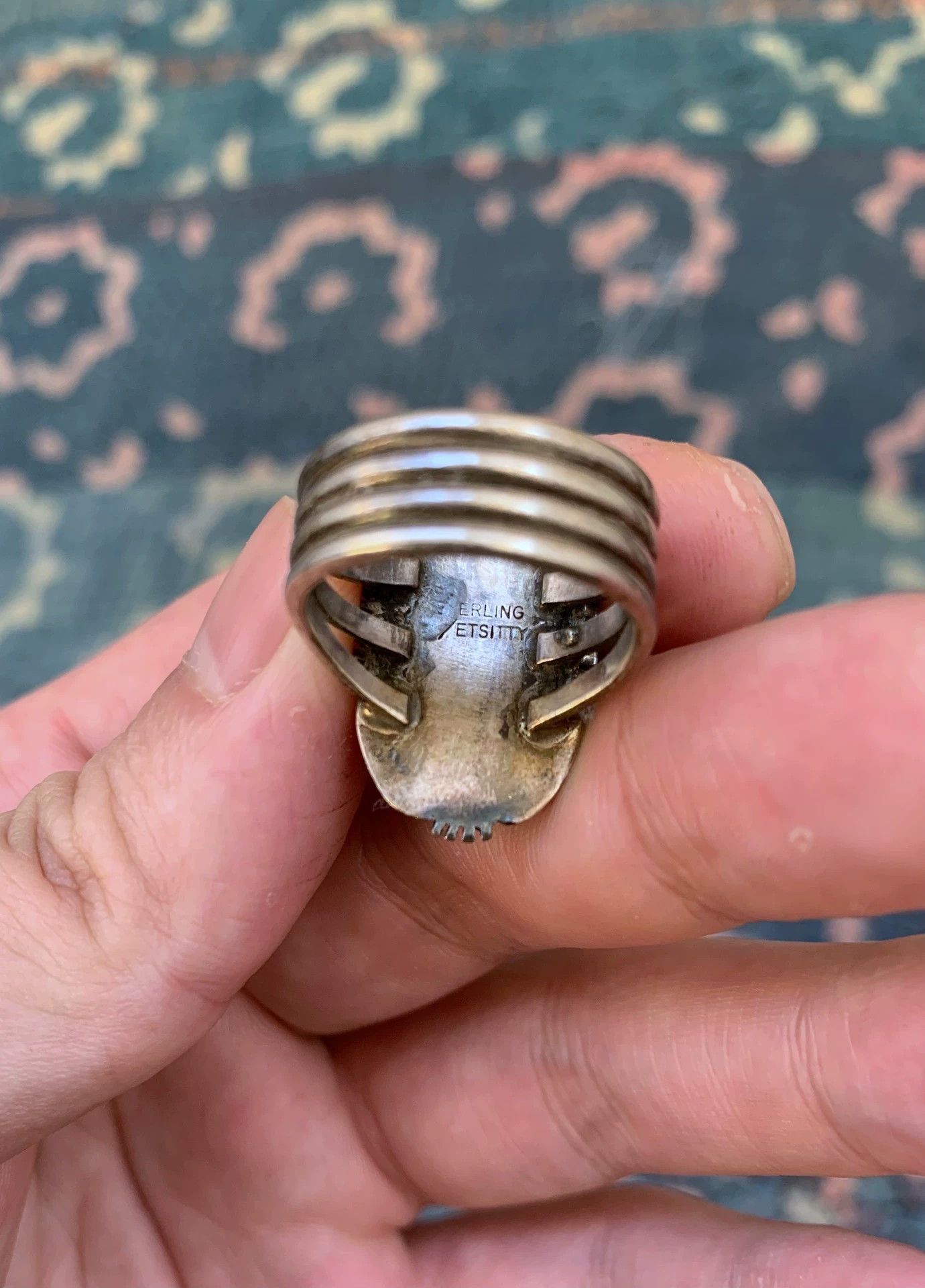 Other Antique Navajo Sterling Silver Turquoise Ring 16-16.5 Size ONE SIZE - 5 Thumbnail