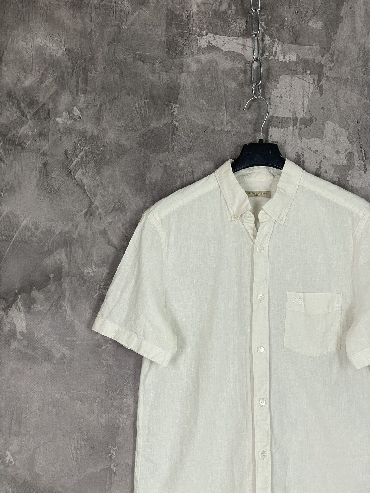Burberry × Vintage Burberry Brit Avant Garde White Button Up Short sleeve Shirt Size US M / EU 48-50 / 2 - 3 Thumbnail