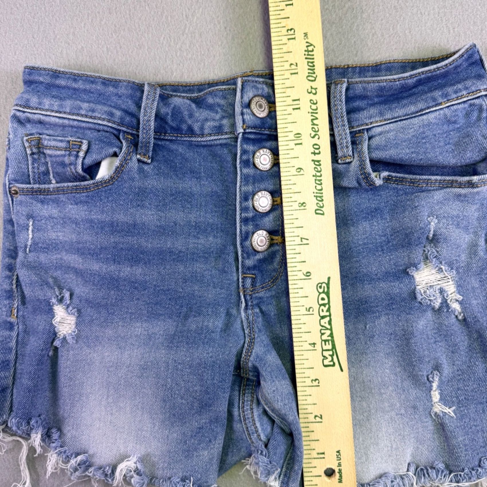 Old Navy Old Navy Rockstar Super Skinny Jean Shorts Blue Distressed Button Fly Size 4 Womens Denim Cut-Off Distressed Jeans Summer Festival Size 27" / US 4 / IT 40 - 3 Thumbnail