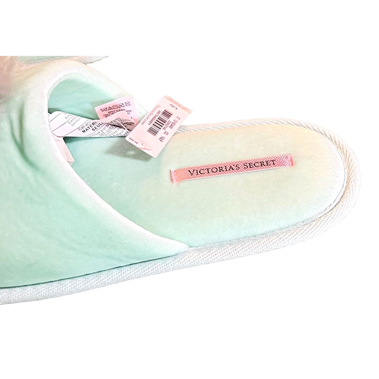 Victoria's Secret Victoria's Secret Slippers Mint Green Women LG 9/10 Gray Faux Fur Pom-Pom NWT Slippers Womens Size ONE SIZE - 6 Thumbnail