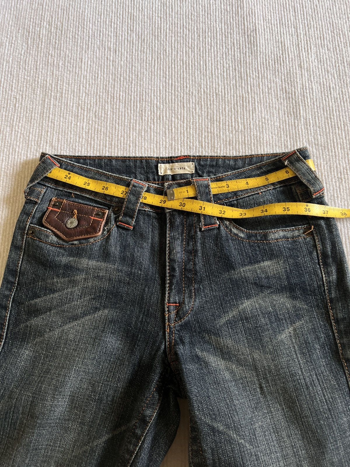 If Six Was Nine Archive Fre's Cate Leather Flap Distressed Flare Jeans Y2K Size 29" - 9 Thumbnail