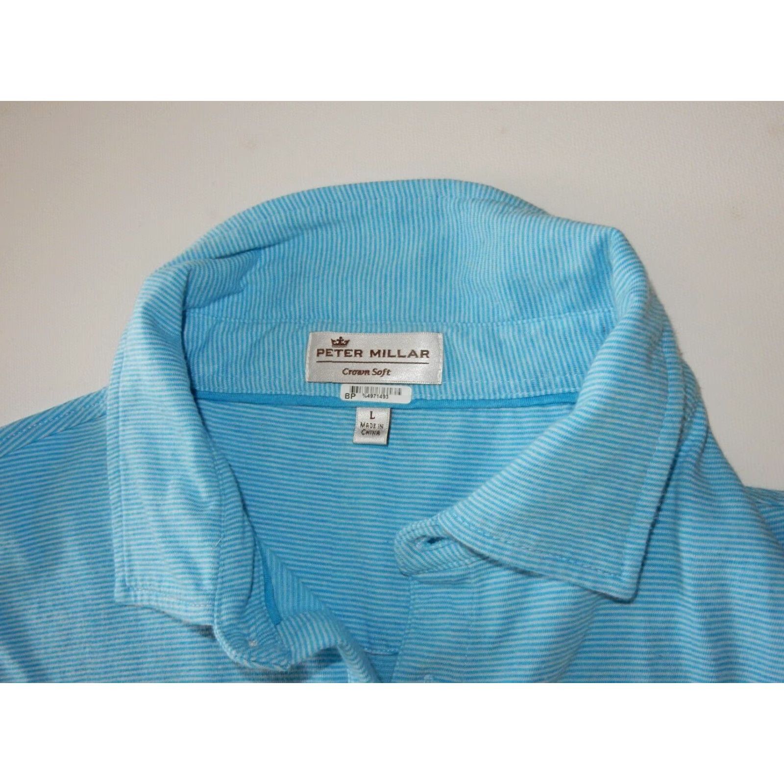 Peter Millar Peter Millar Men's Polo Shirt XL Short Sleeve Striped Blue Cotton Casual Size US XL / EU 56 / 4 - 4 Thumbnail