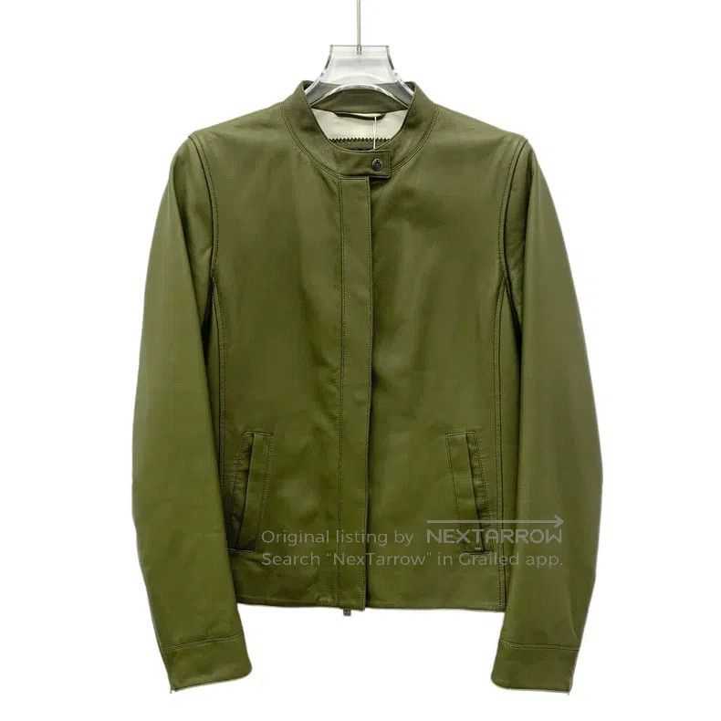 Loro Piana Loro Piana Green Lamb Leather Long Sleeve Jacket Size XS / US 0-2 / IT 36-38 - 1 Thumbnail