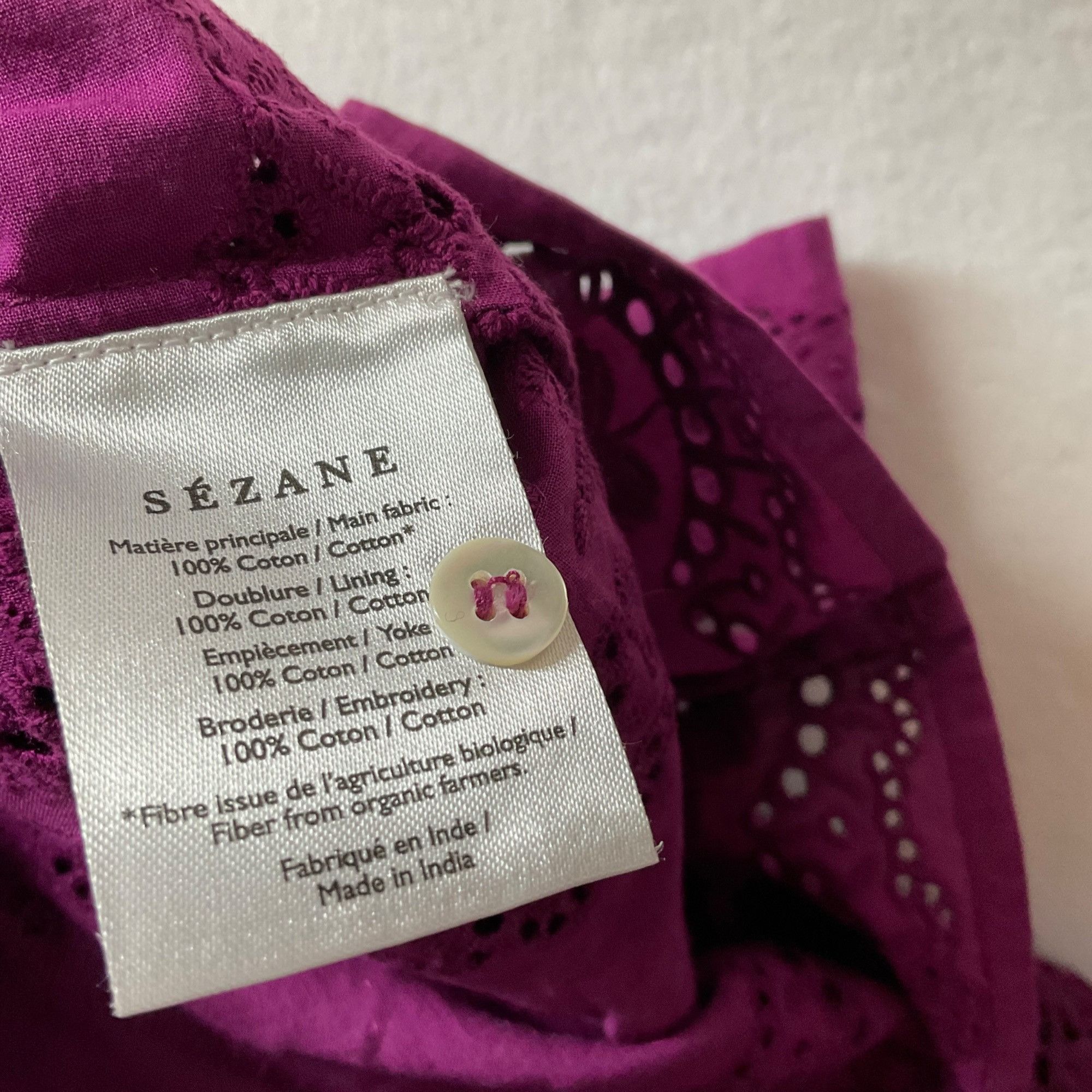Sezane NWT Sezane Elsa Embroidered cotton Eyelet purple Top blouse Size M / US 6-8 / IT 42-44 - 4 Thumbnail